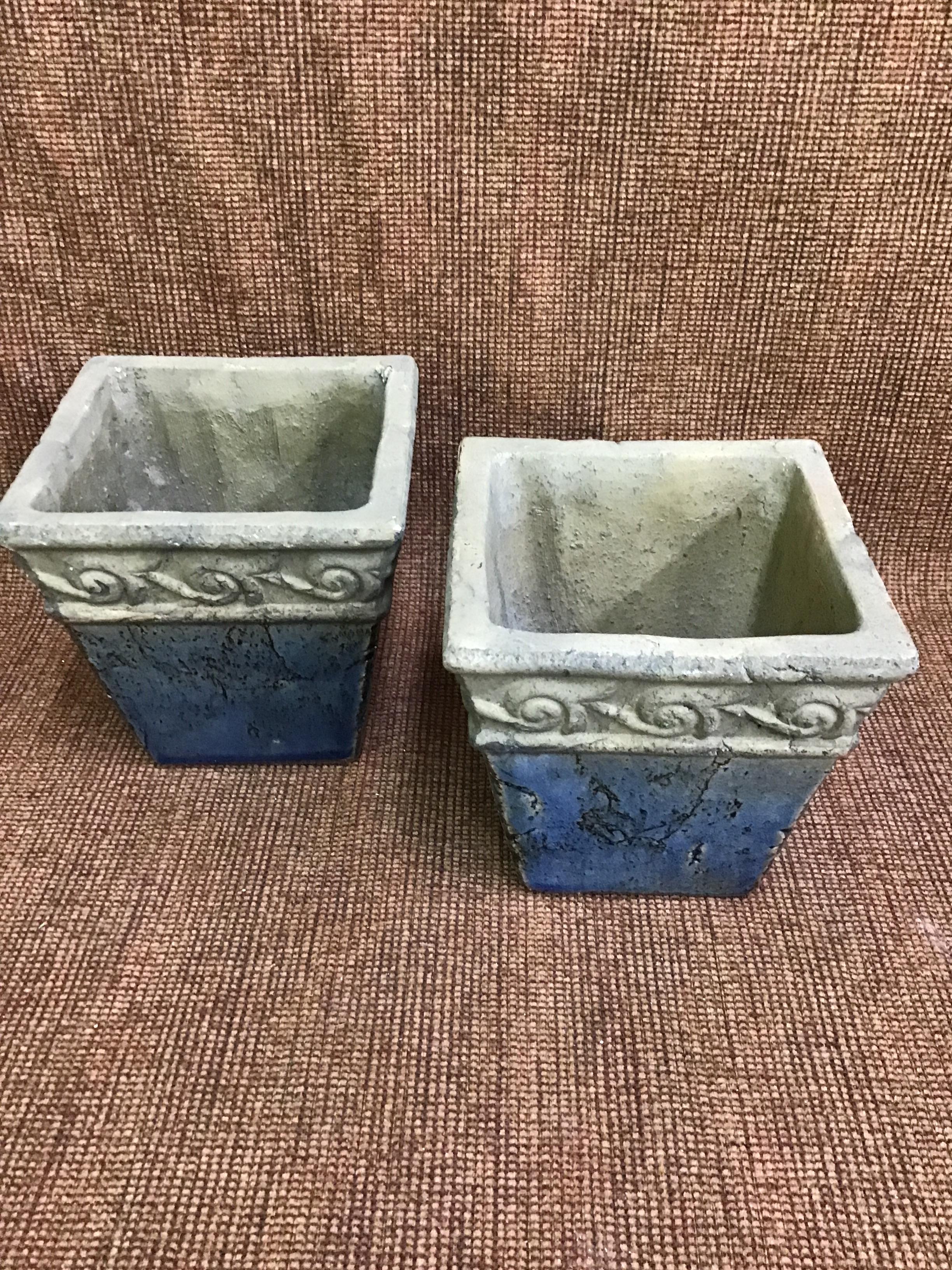 Pair Square Ceramic Planters