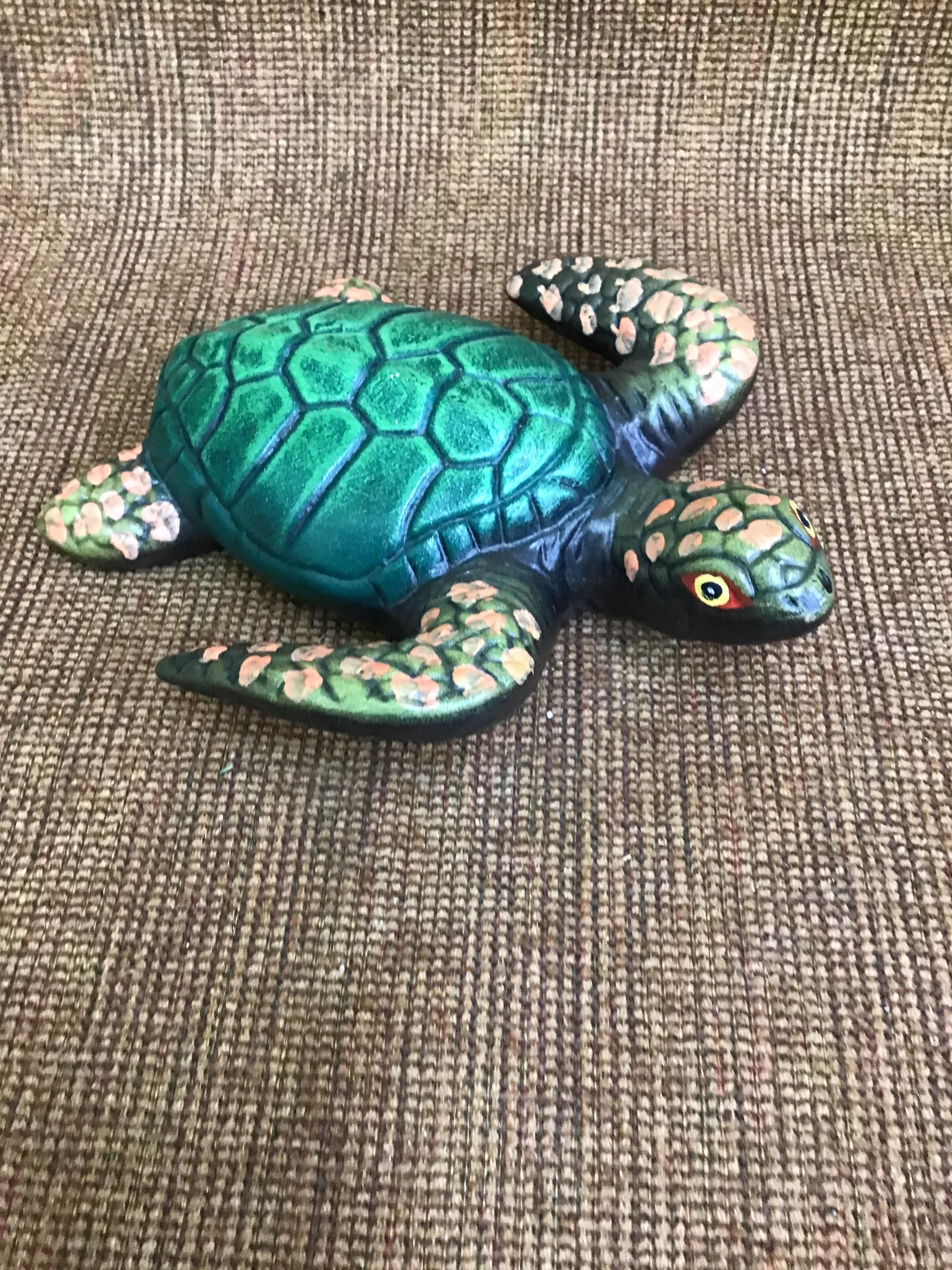 Mexican Talavera Sea Turtle Figurine