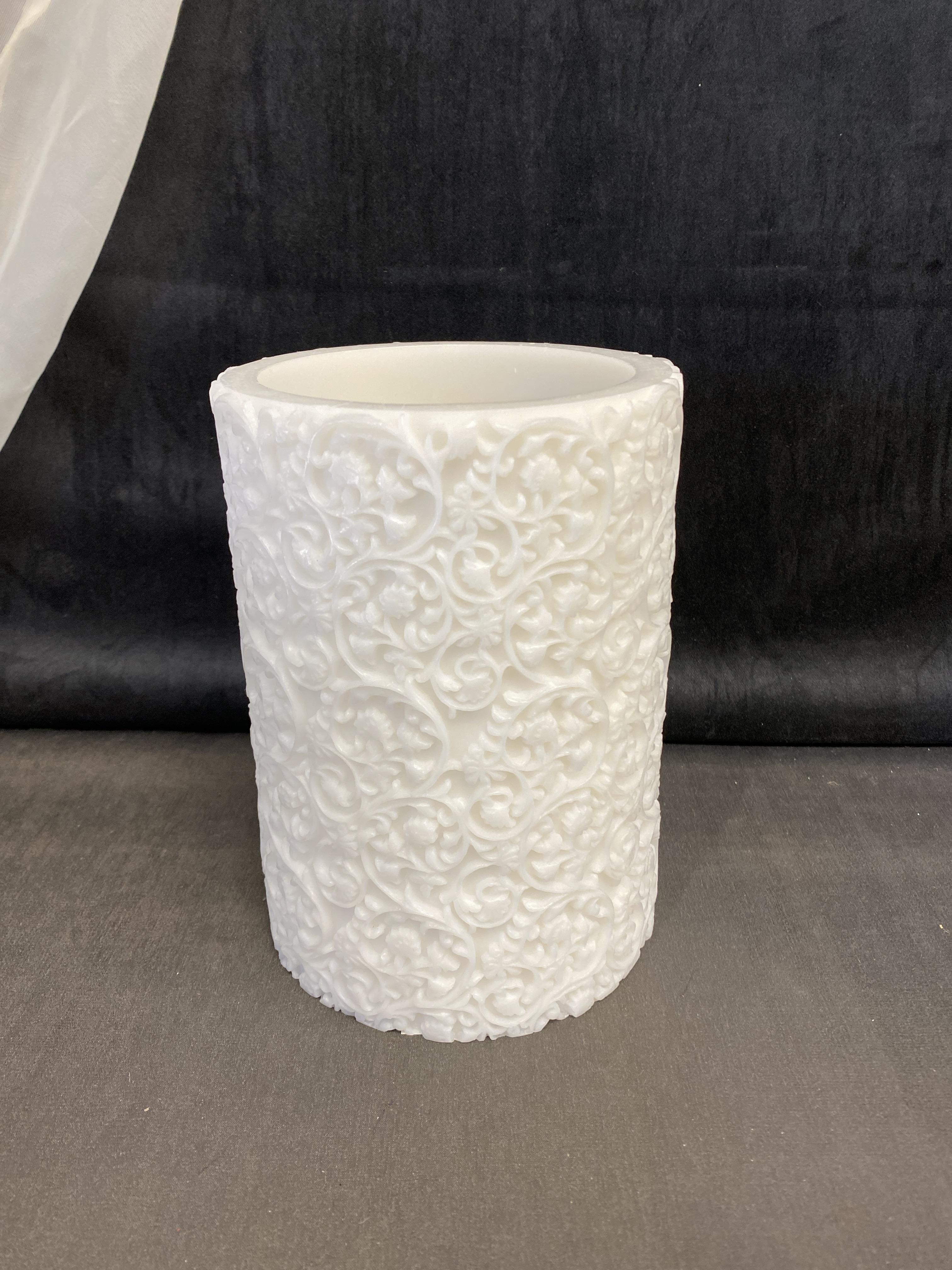 New! Partylite Carved Wax Brocade Luminary