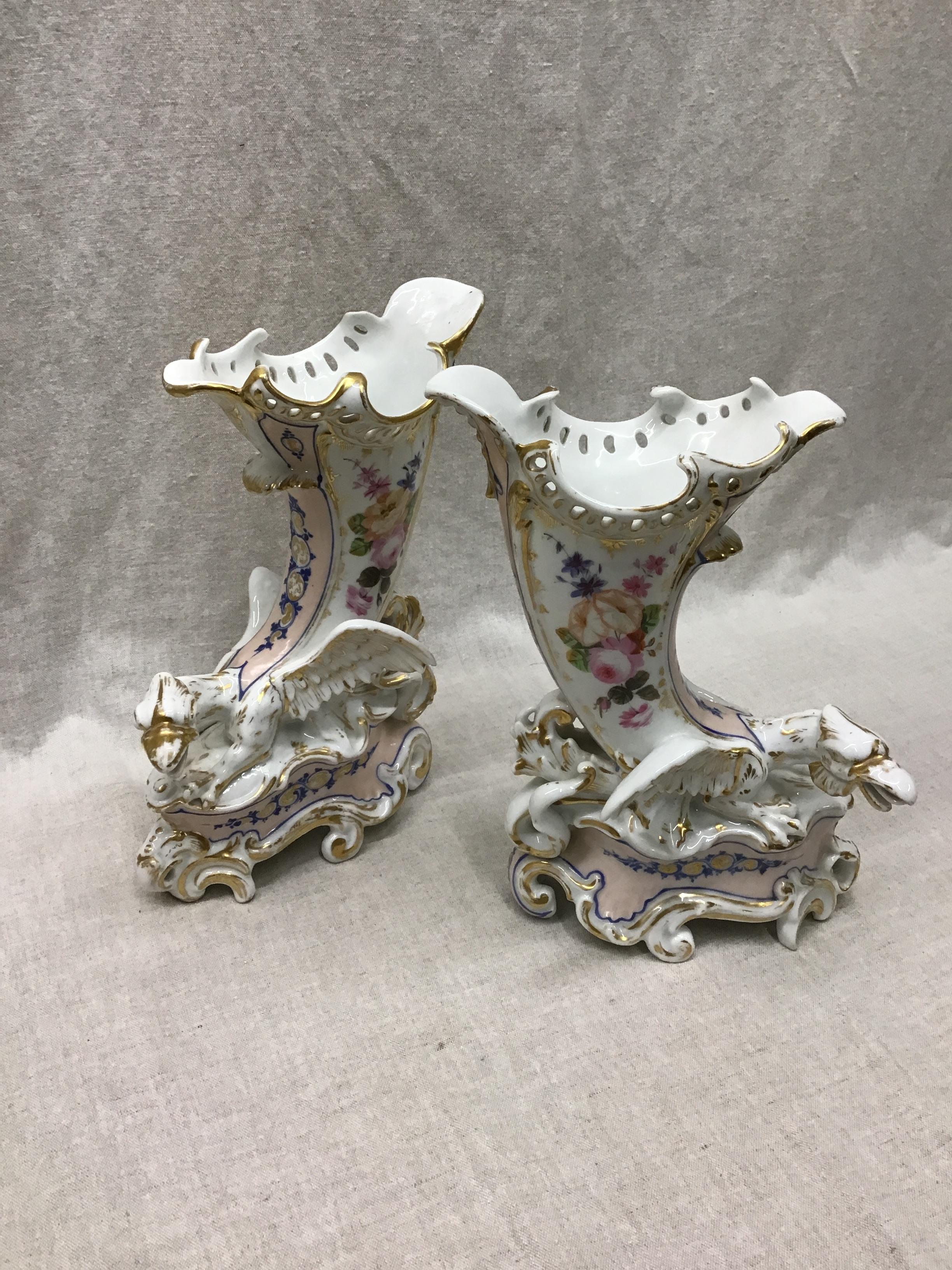 Pair of Antique Dragon Vases
