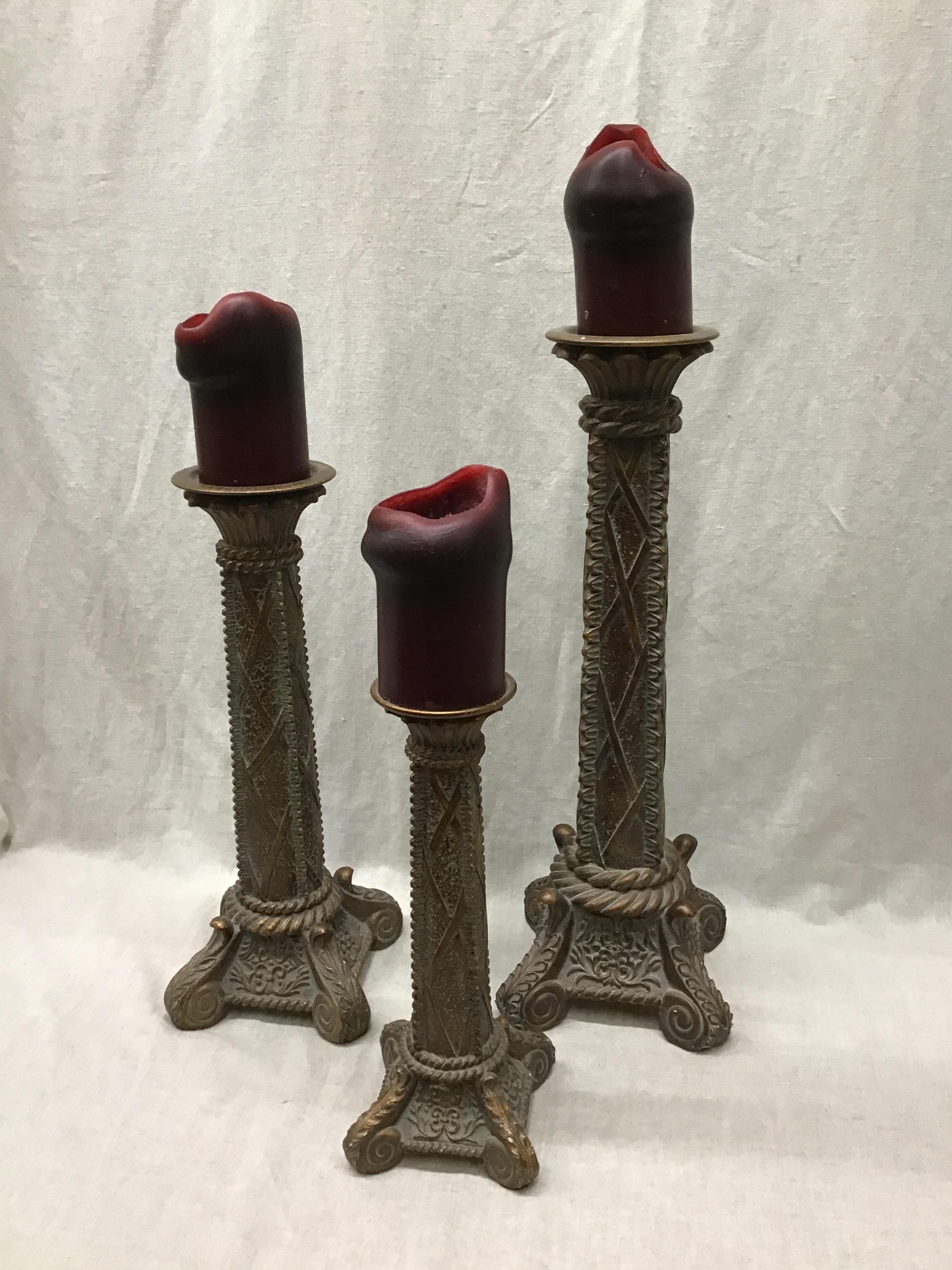 Set of 3 Bronze Candle Holders
