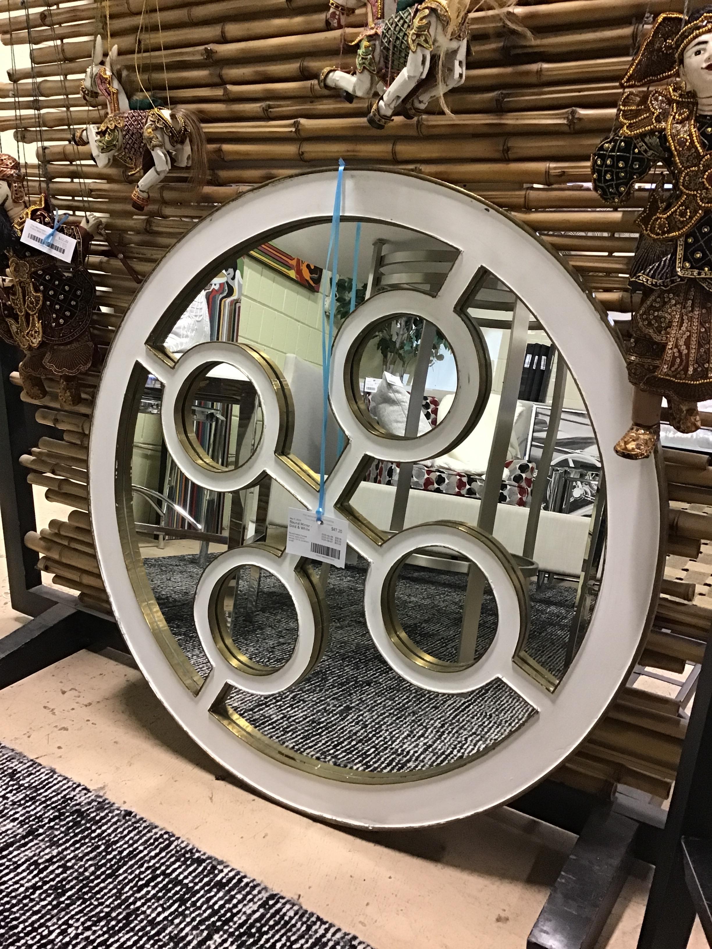 Round Mirror – Gold & White