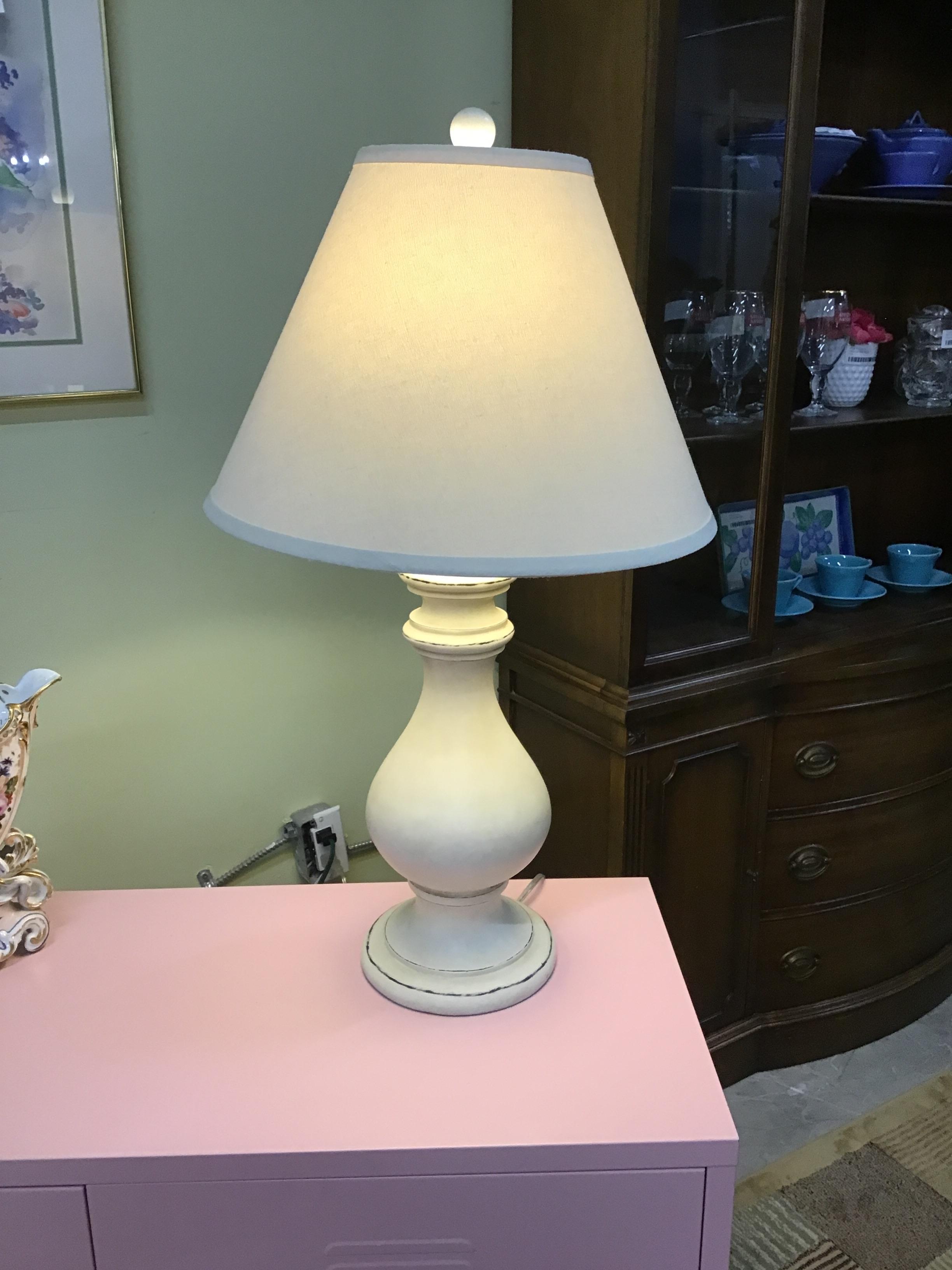 Distressed Cream Ceramic Lamp