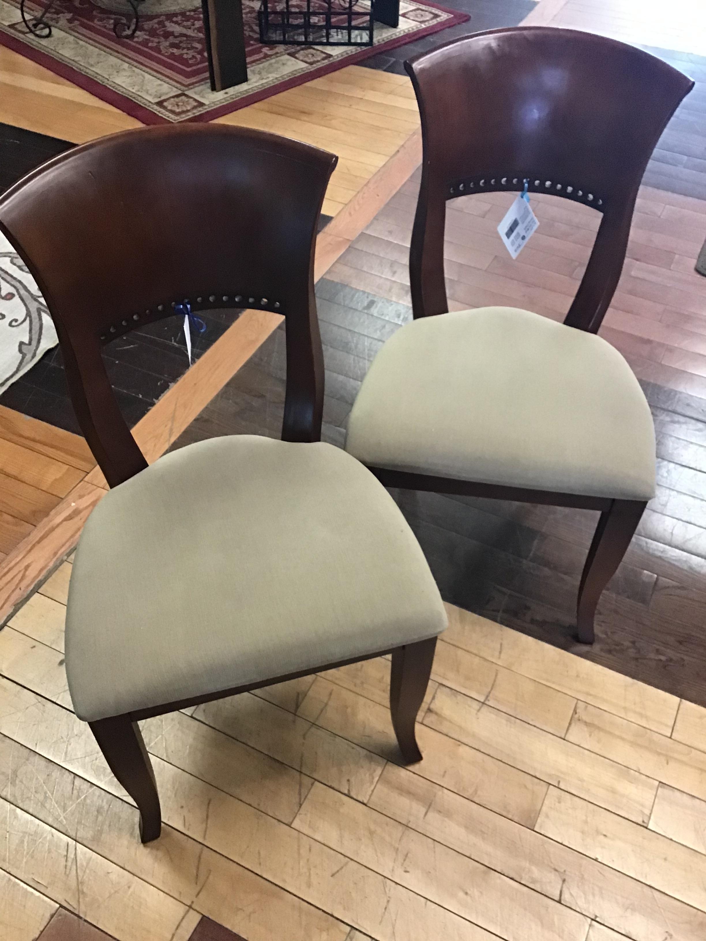 Pair Drk Wood Dining Chairs