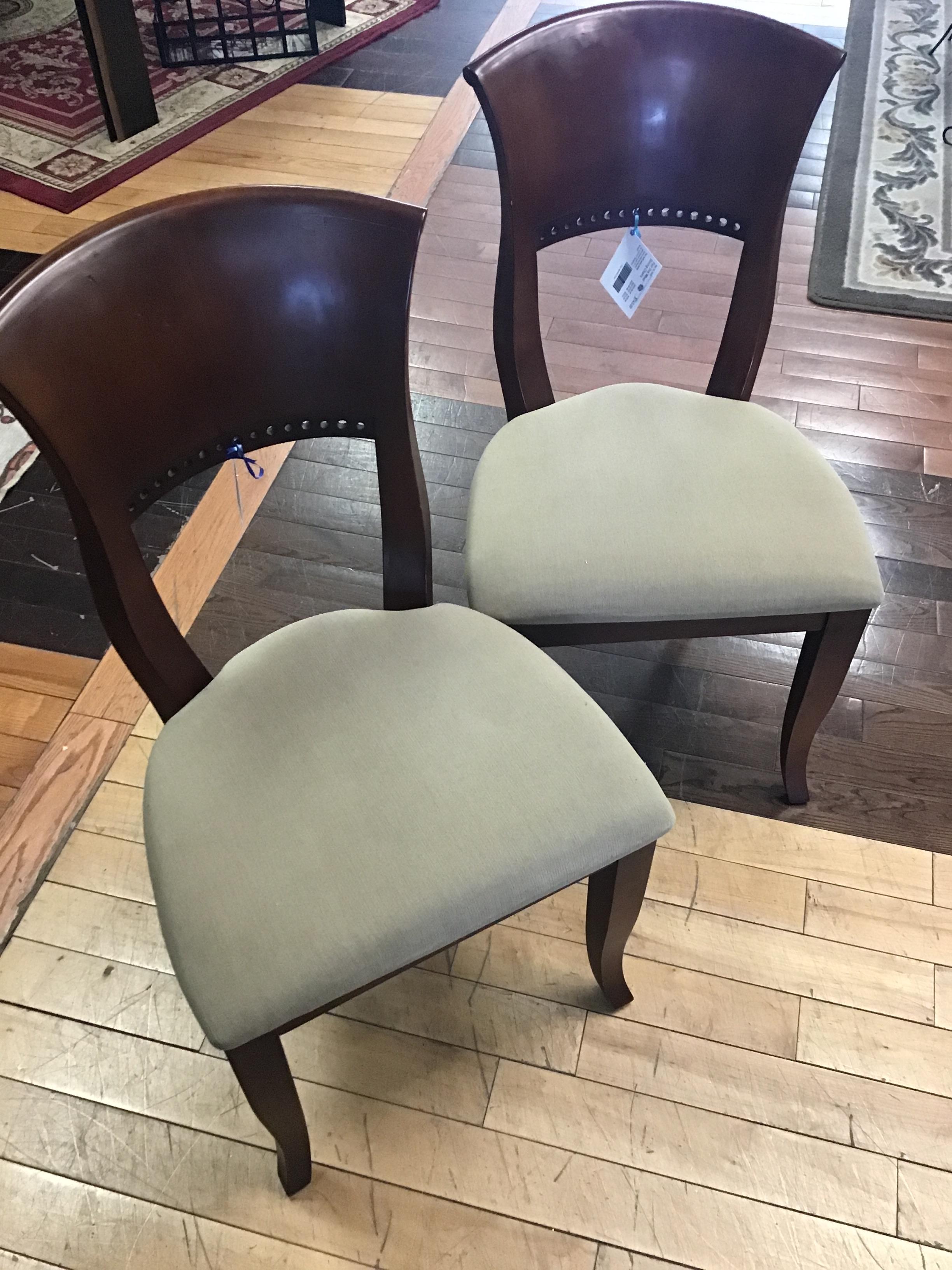 Pair Drk Wood Dining Chairs