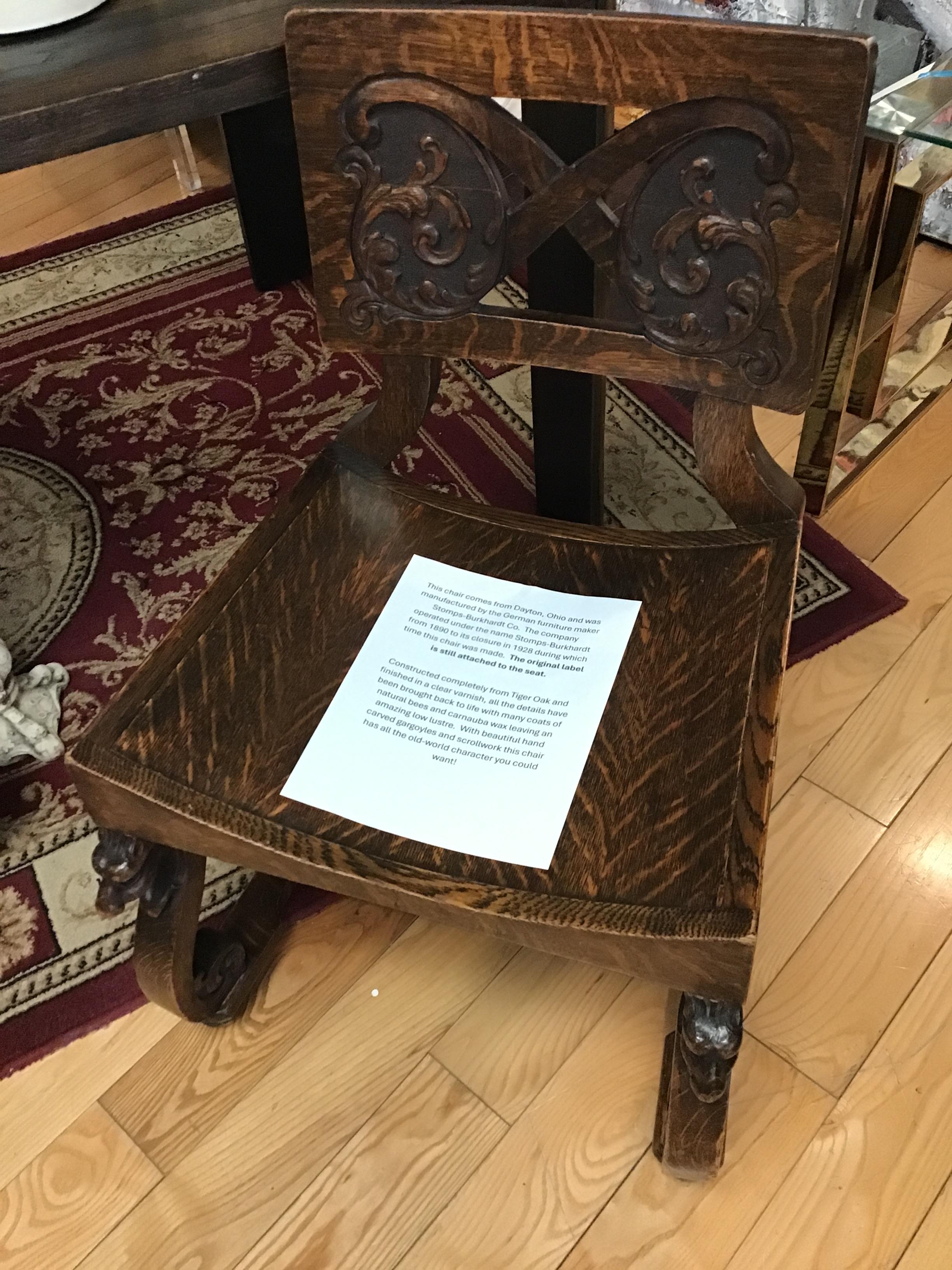 Stomps-Burkhardt Co. Tiger Oak Chair
