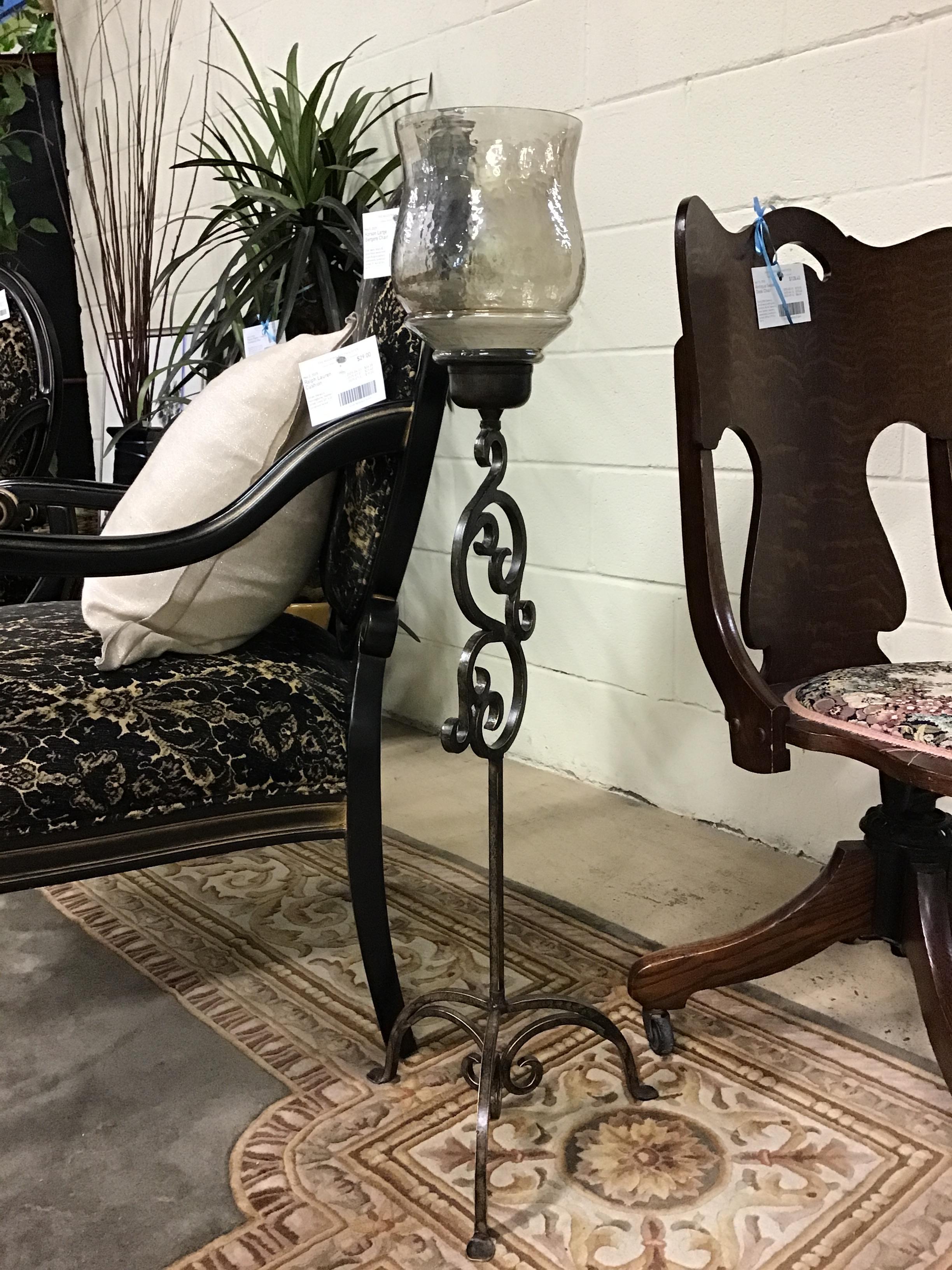 Metal & Glass Standing Candleholder