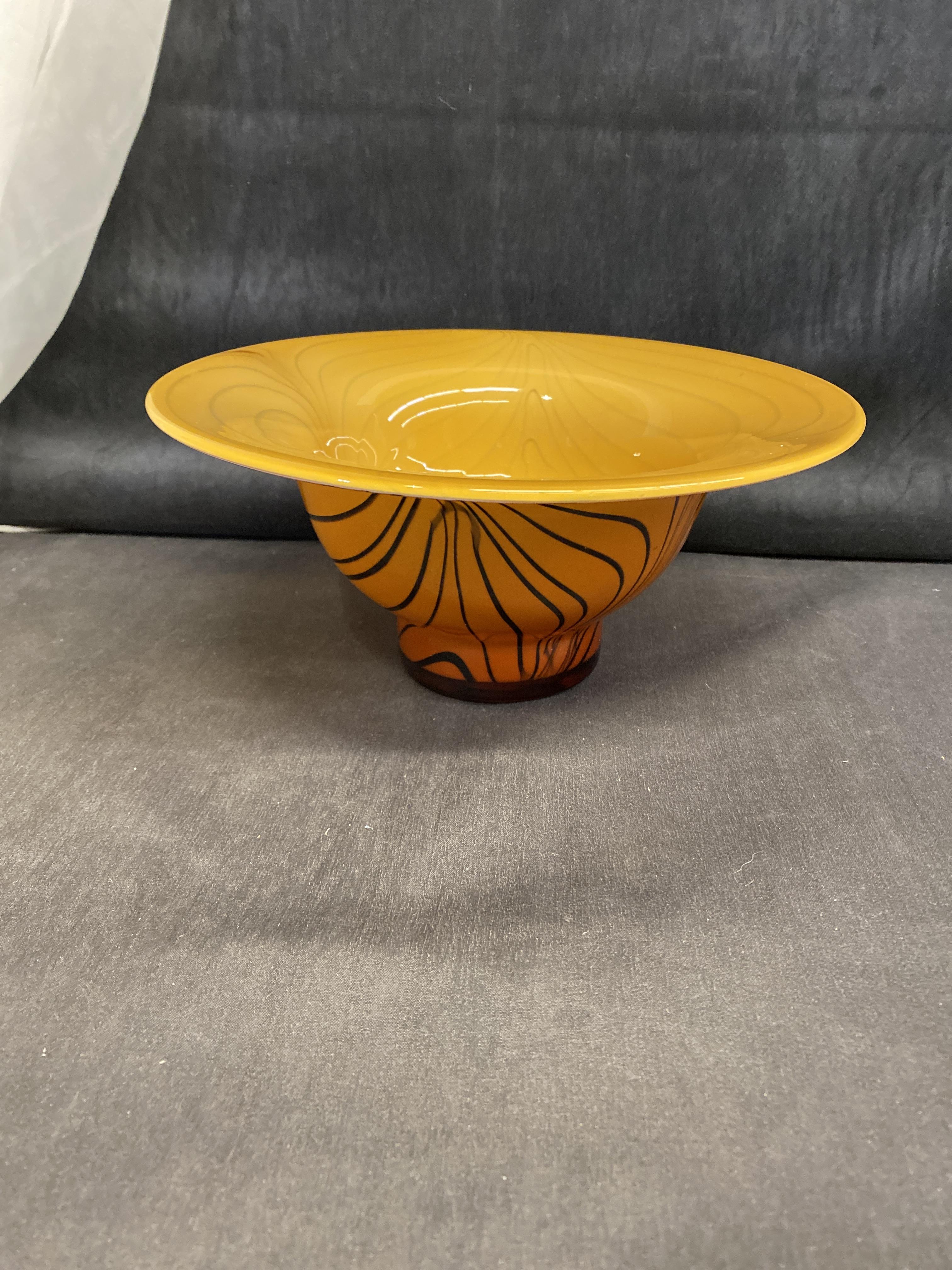 Art Glass Bowl – Orange & Black