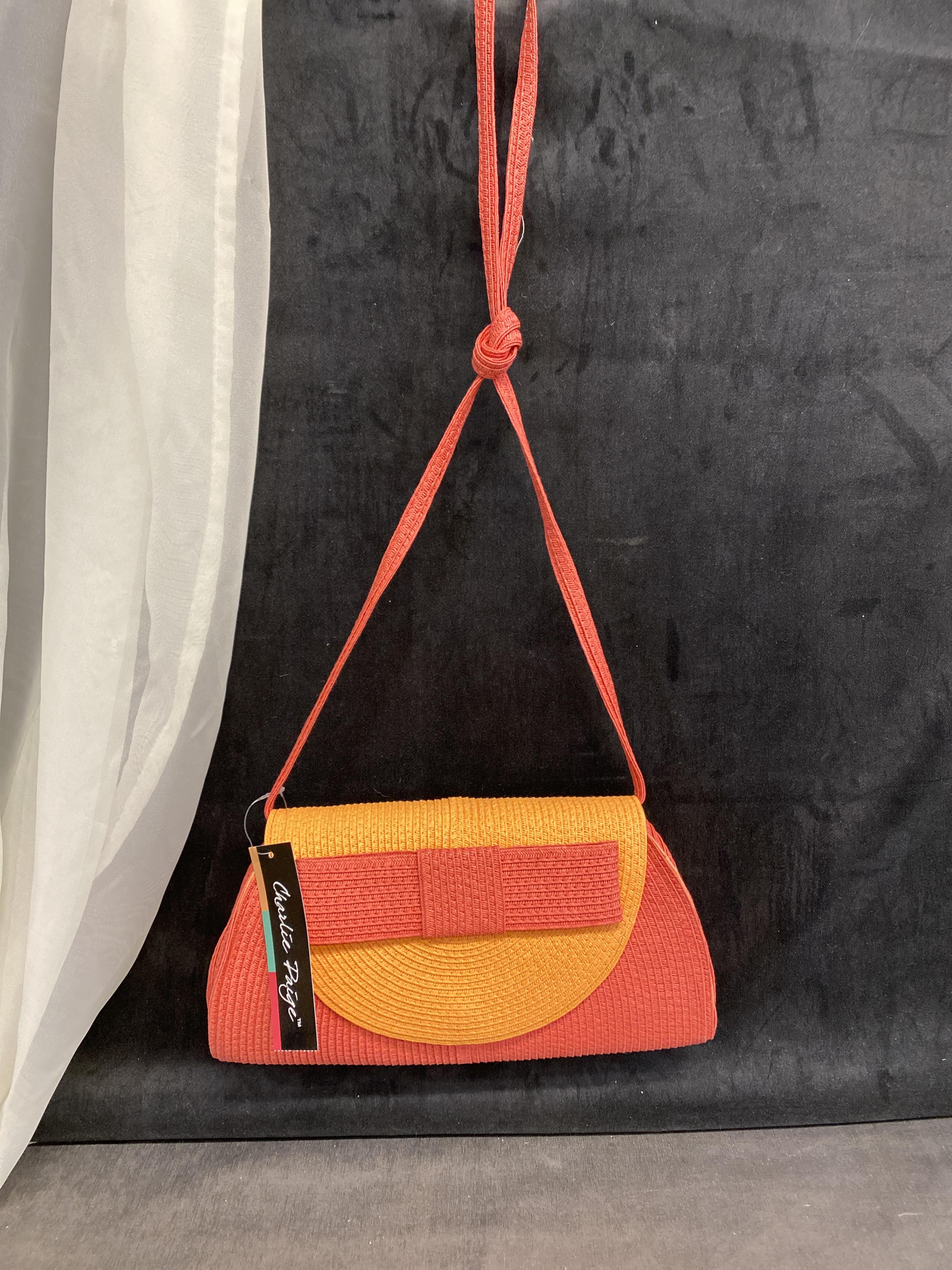 NEW! Straw Crossbody Bag – Orange & Pink