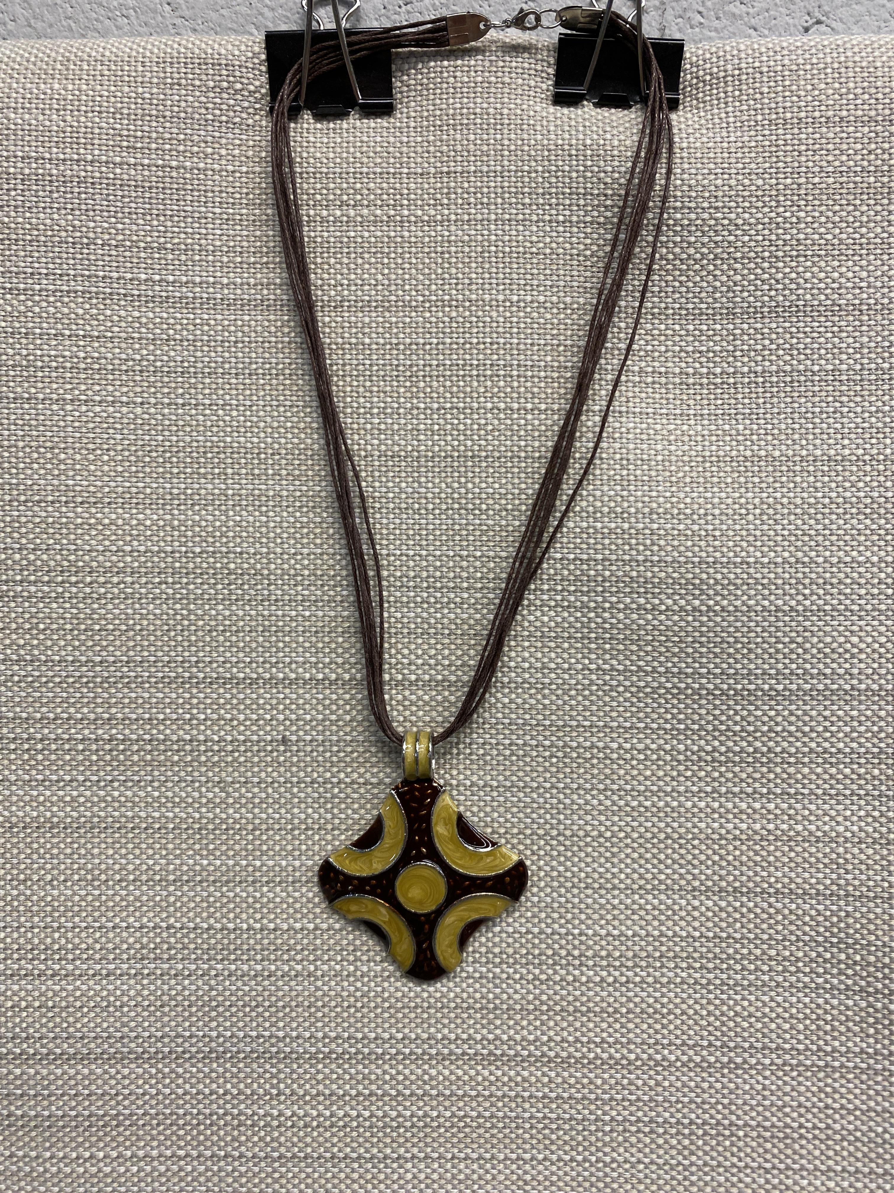 5 Strand Necklace – Enamel Pendant