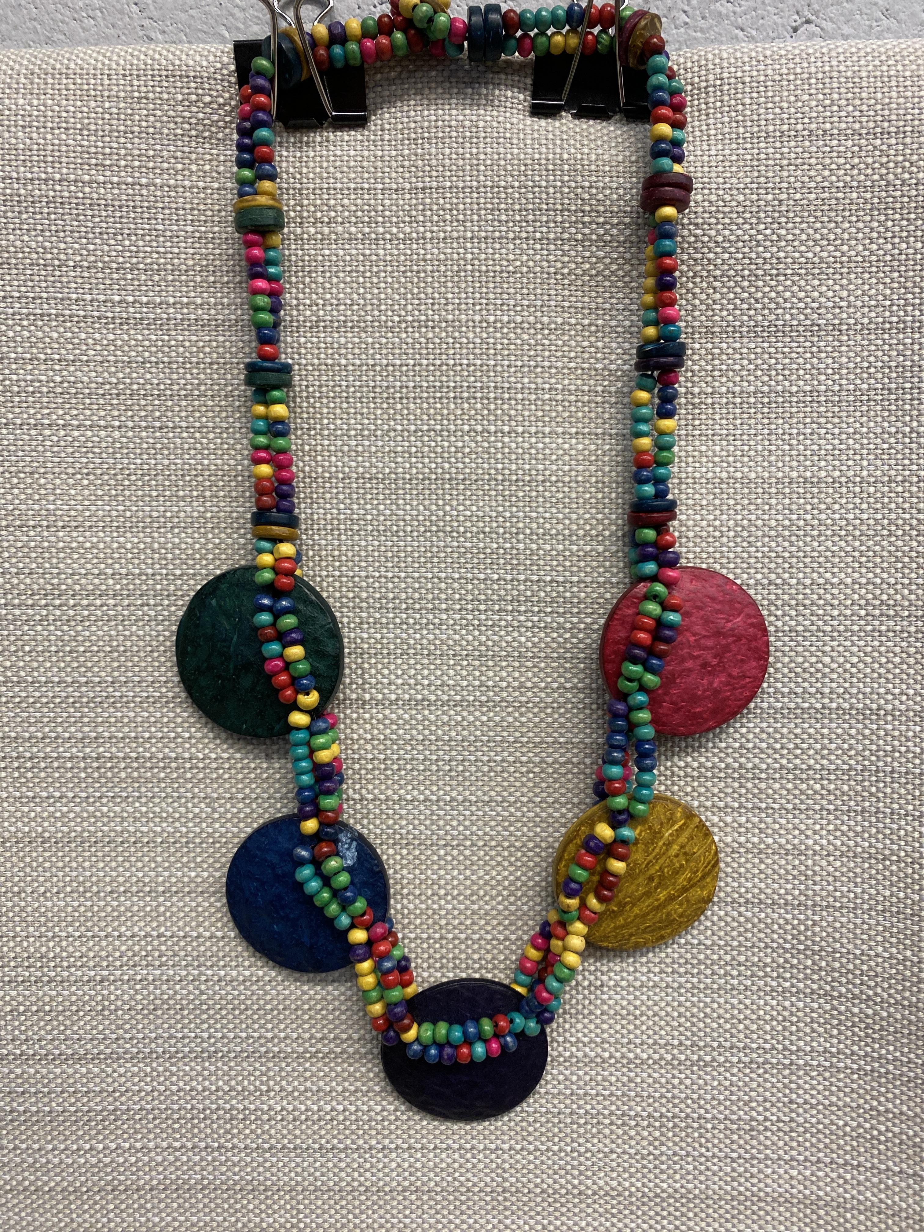 Wood Bead Necklace – Colourful