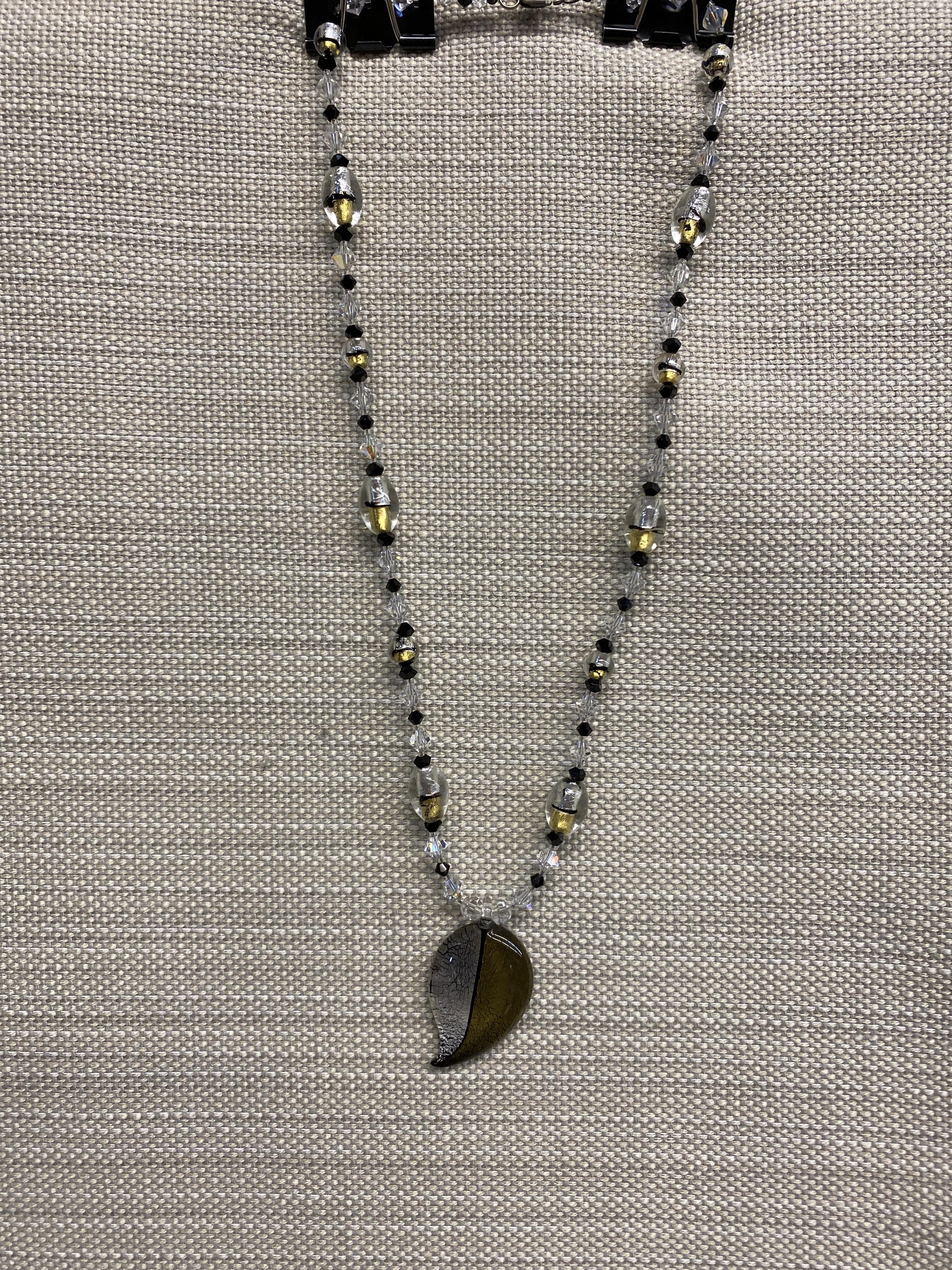 Crystal Bead Necklace – Glass Pendant