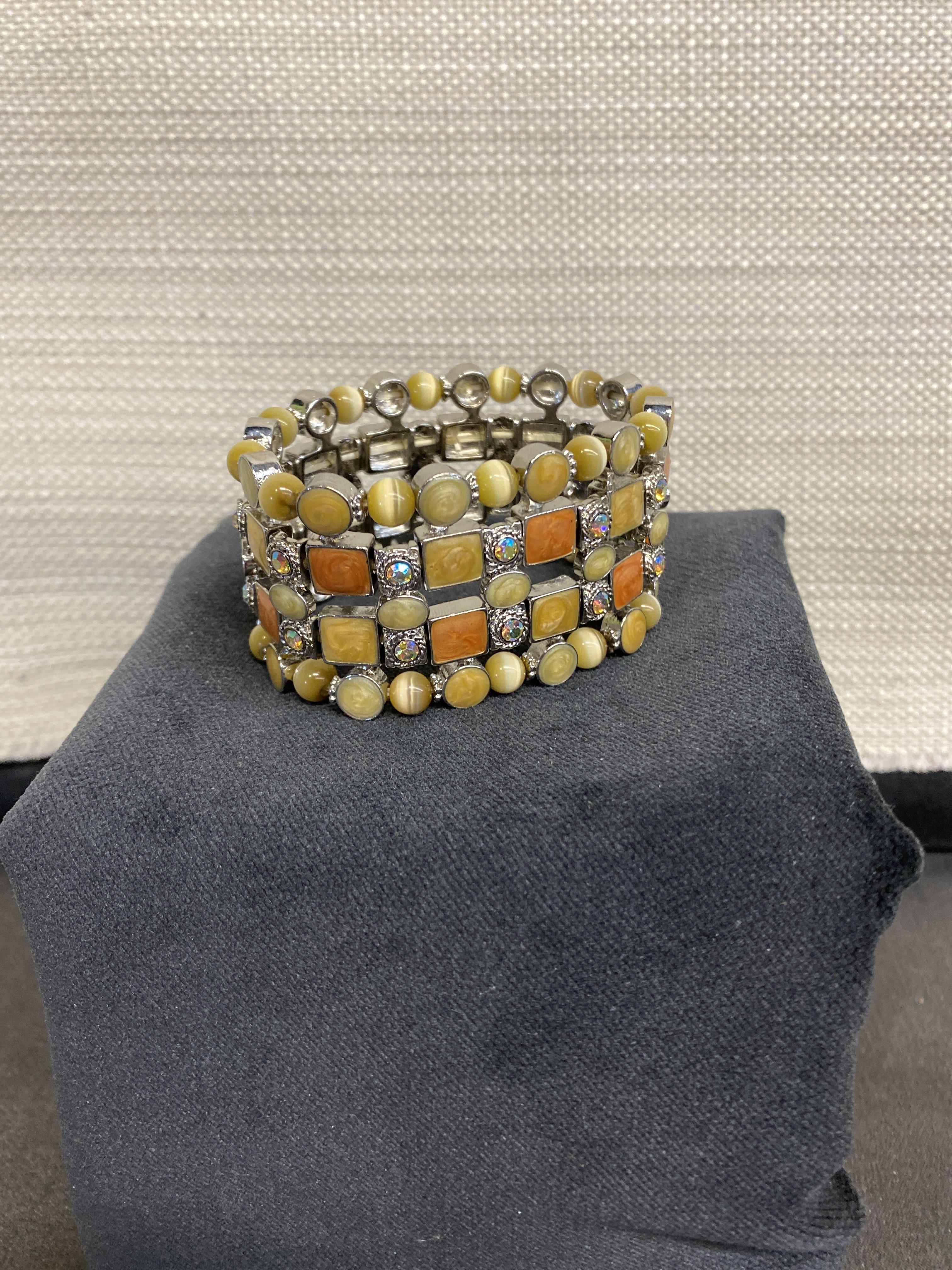 5 Stand Stretch Bracelet – Yellow & Orange