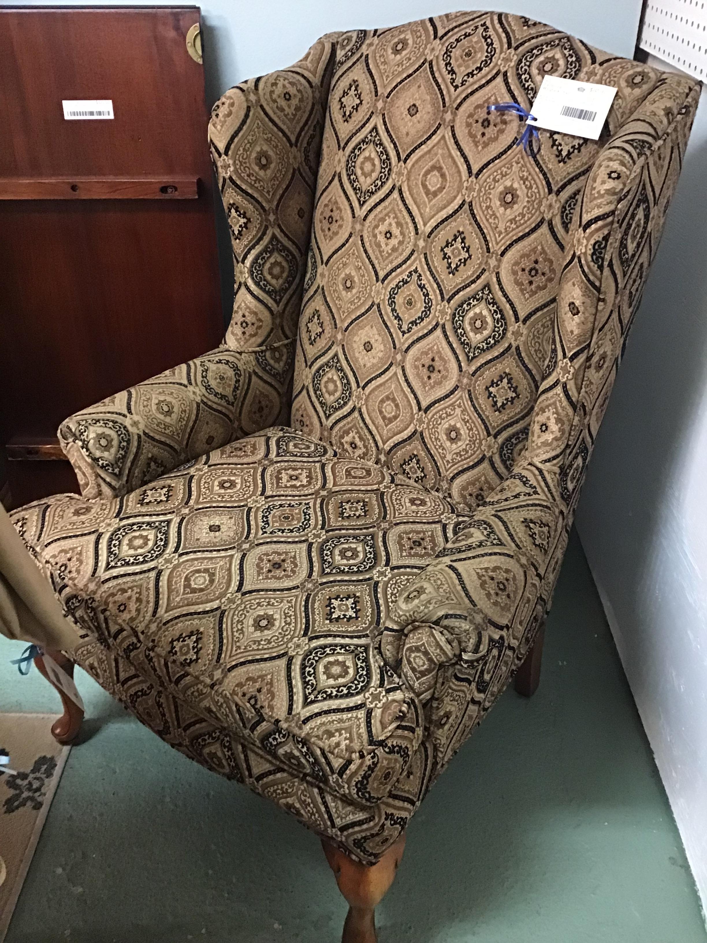 Patterned Wingback Chair