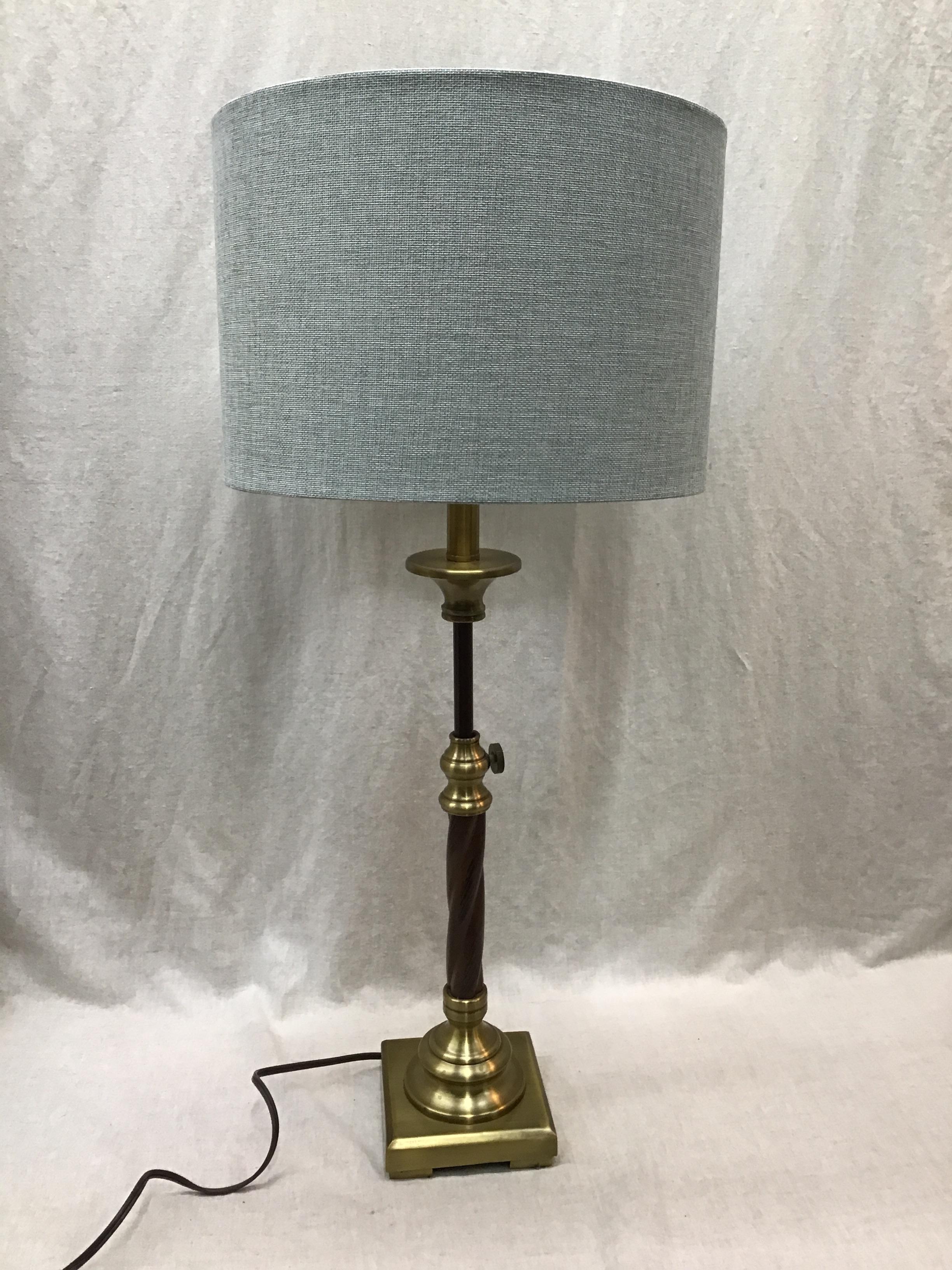 Brass & Wood Spiral Column Lamp
