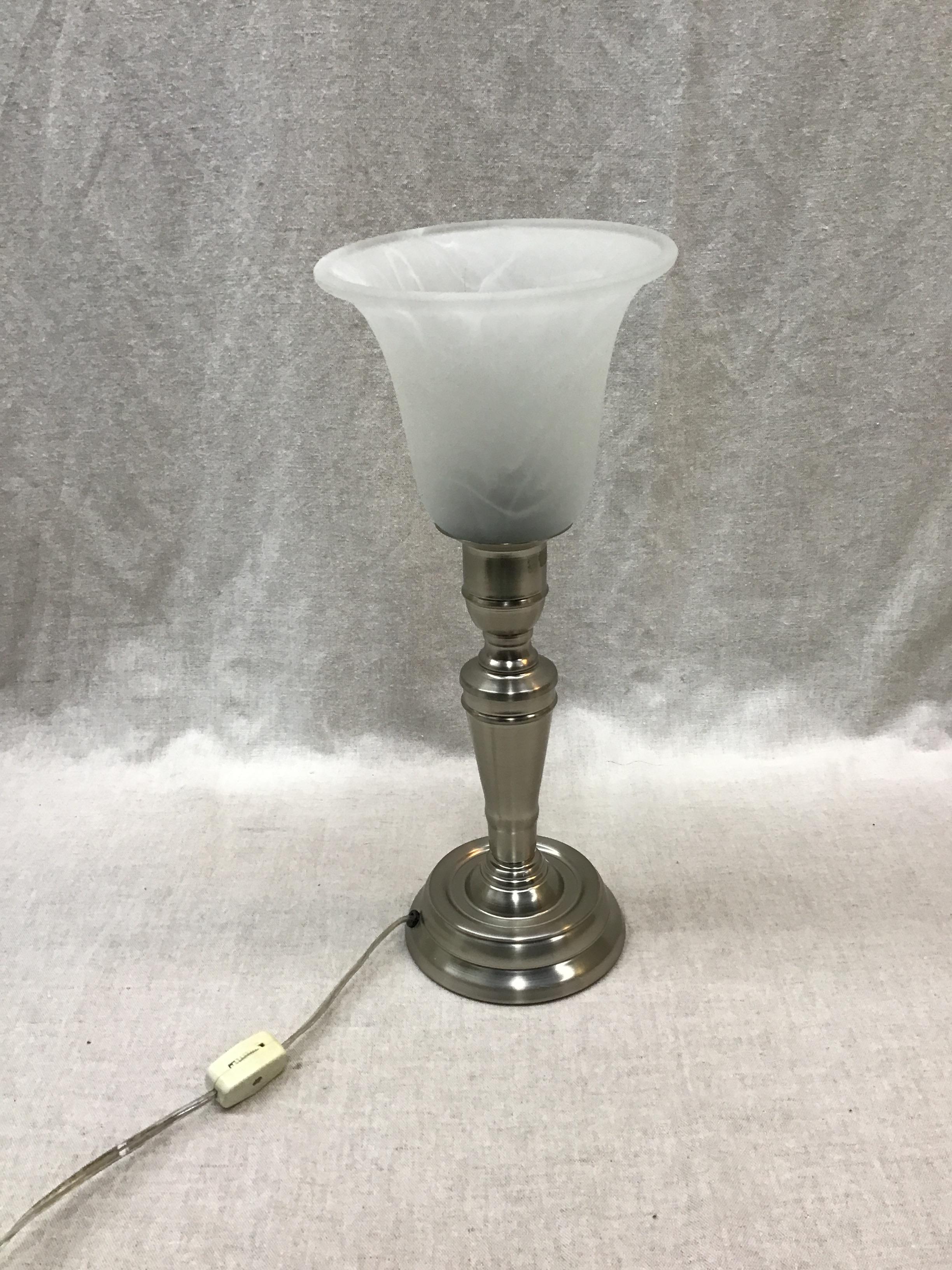 Brushed Nickel Lamp with Frosted Glass Shade