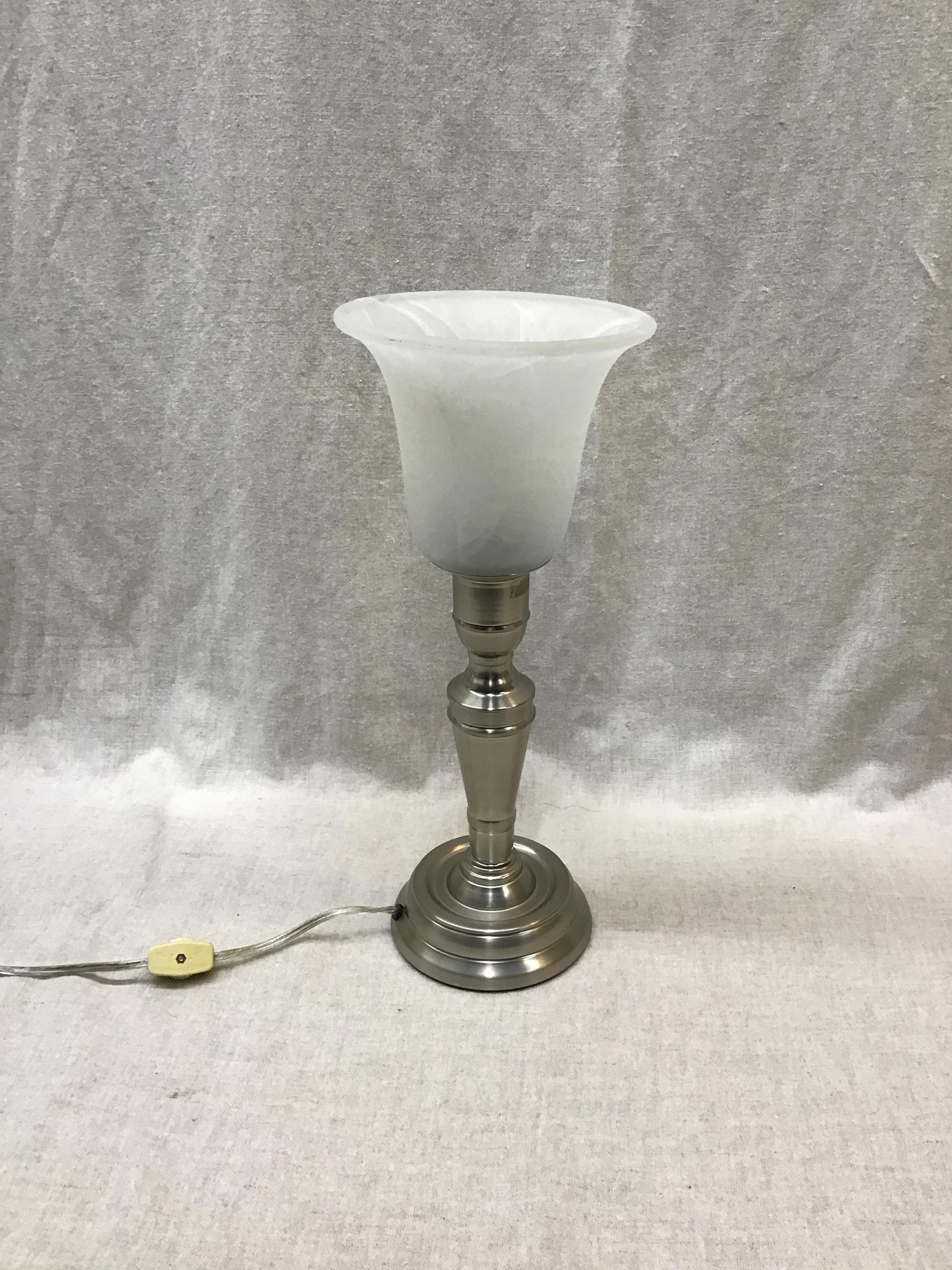 Brushed Nickel Lamp with Frosted Glass Shade