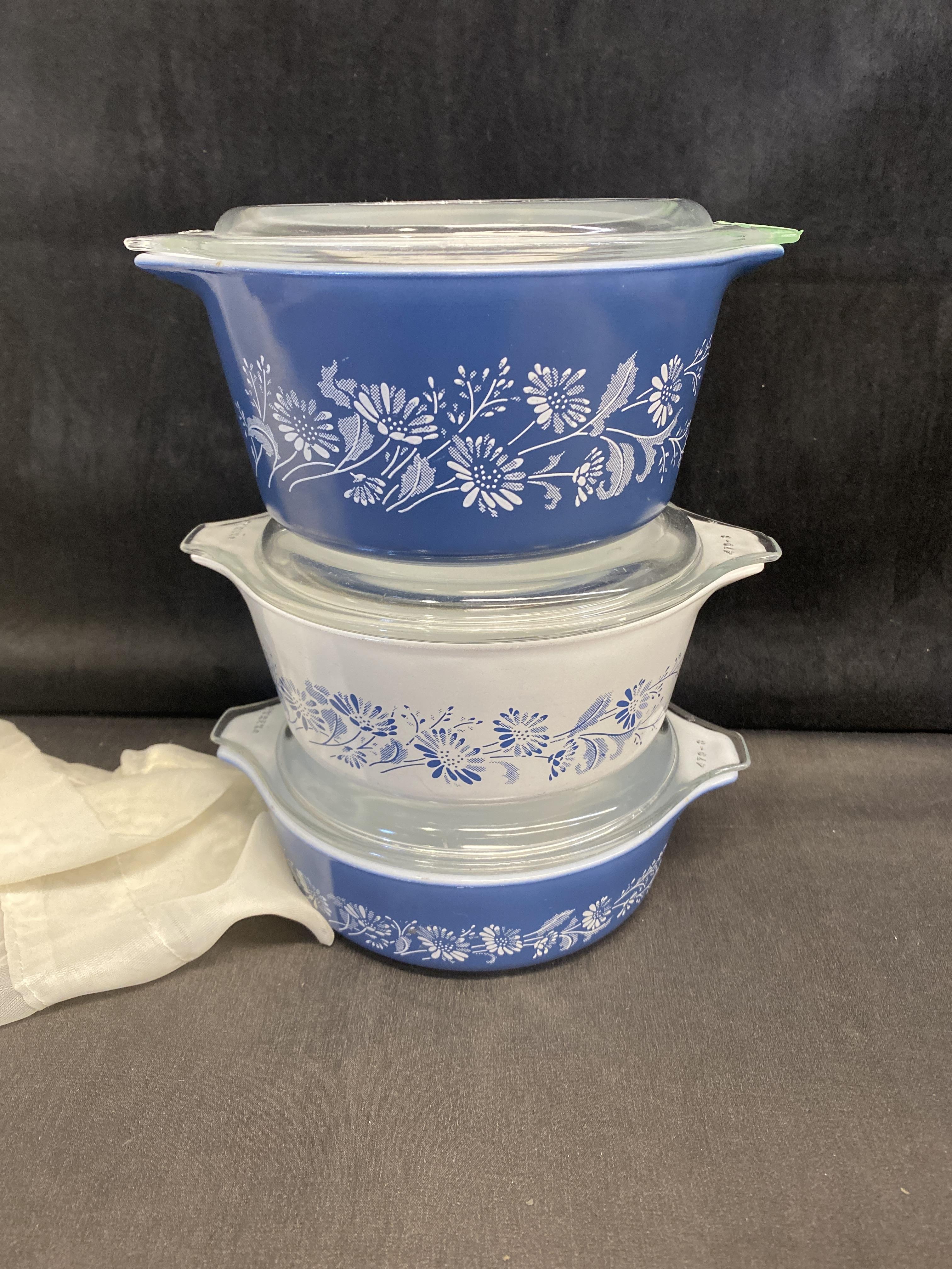 Set 3 Pyrex “Colonial Mist” Casserole Dishes
