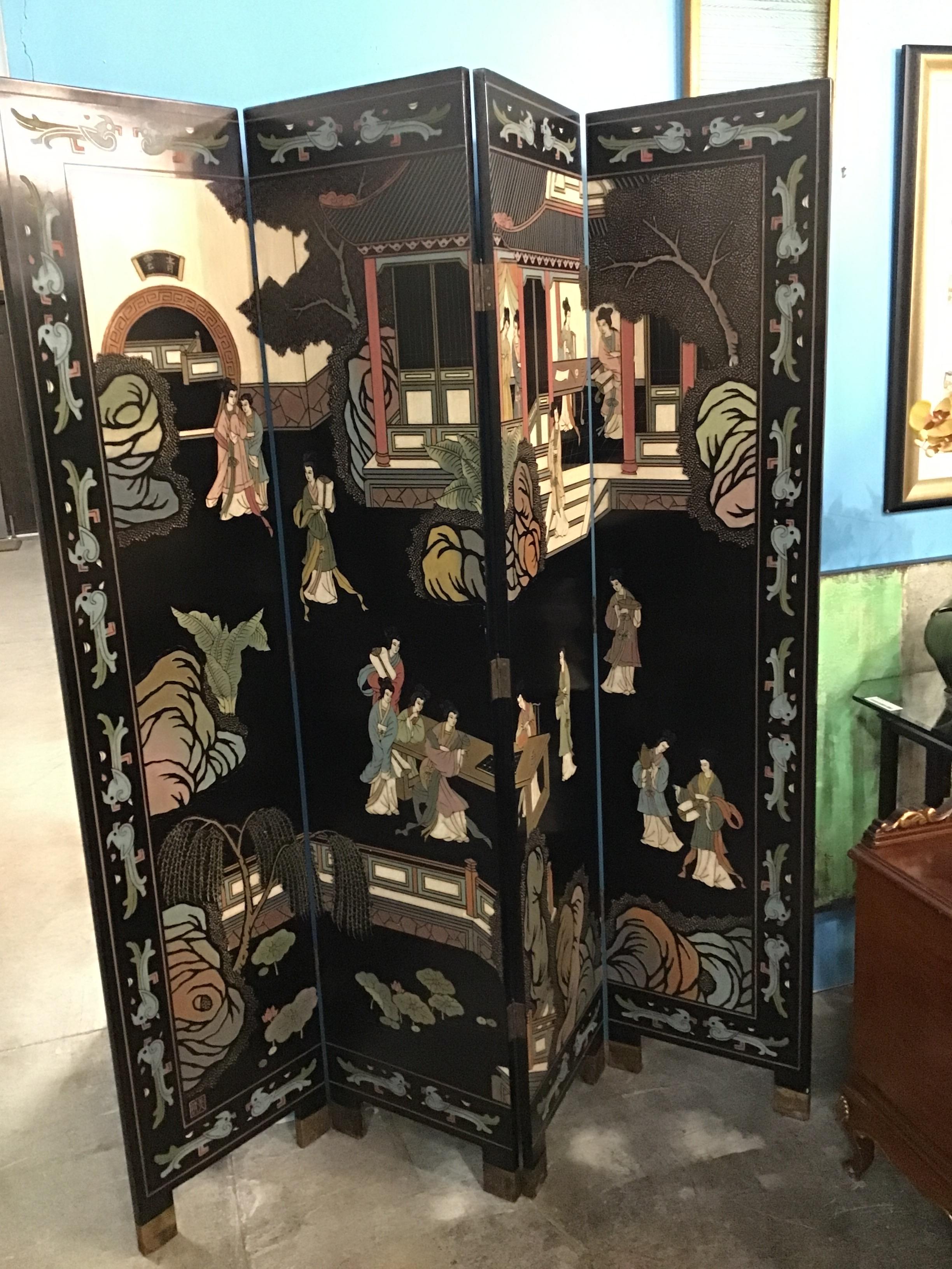 Asian-Inspired 4-Panel Room Divider
