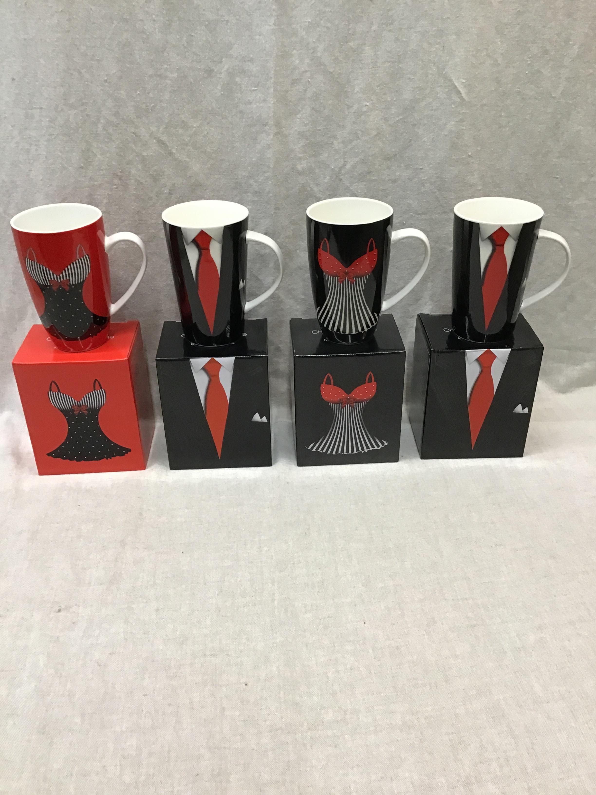 NEW! Set of 4 Fancy Dress Mugs