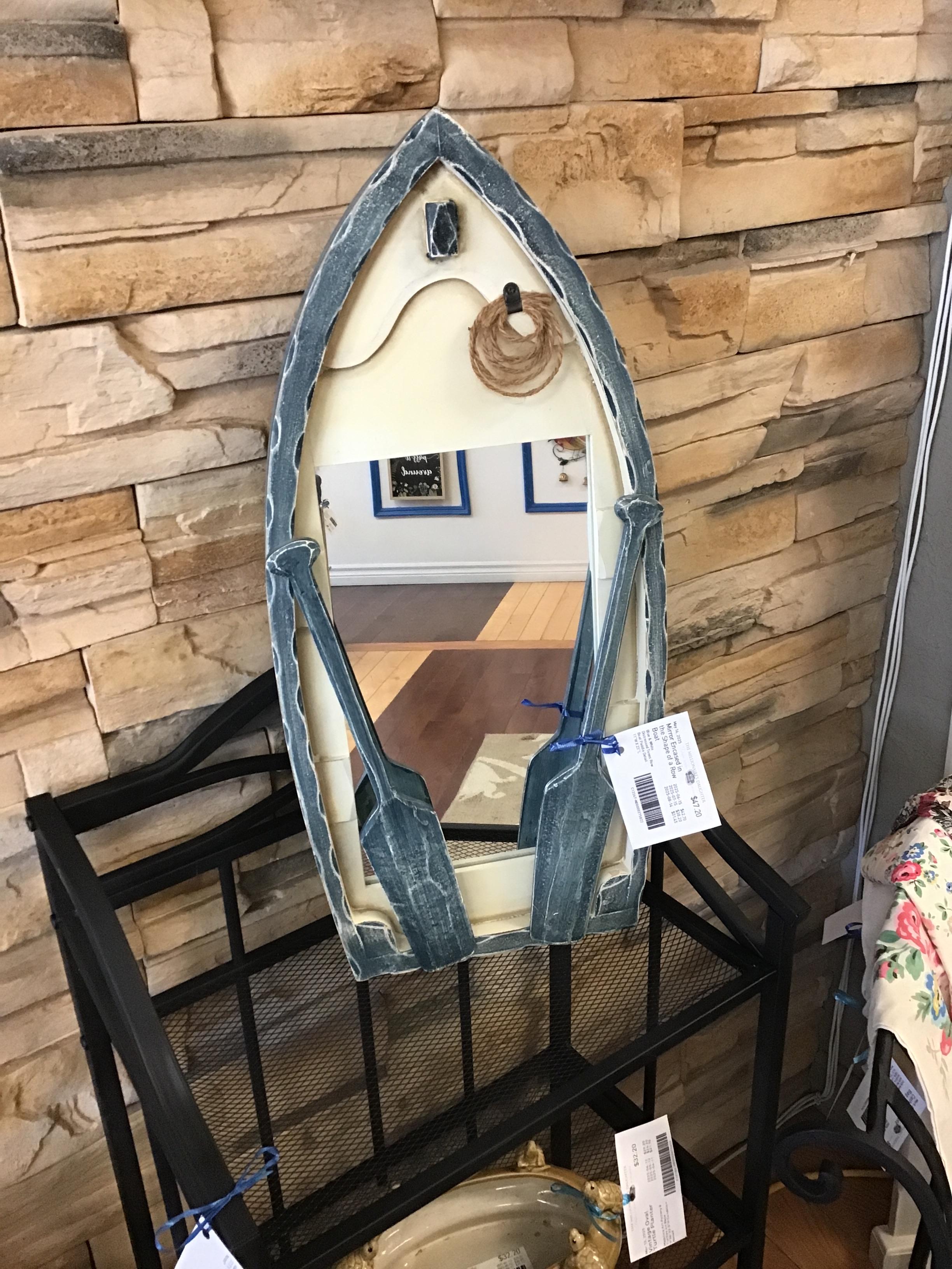 Mirror Encased in the Shape of a Row Boat