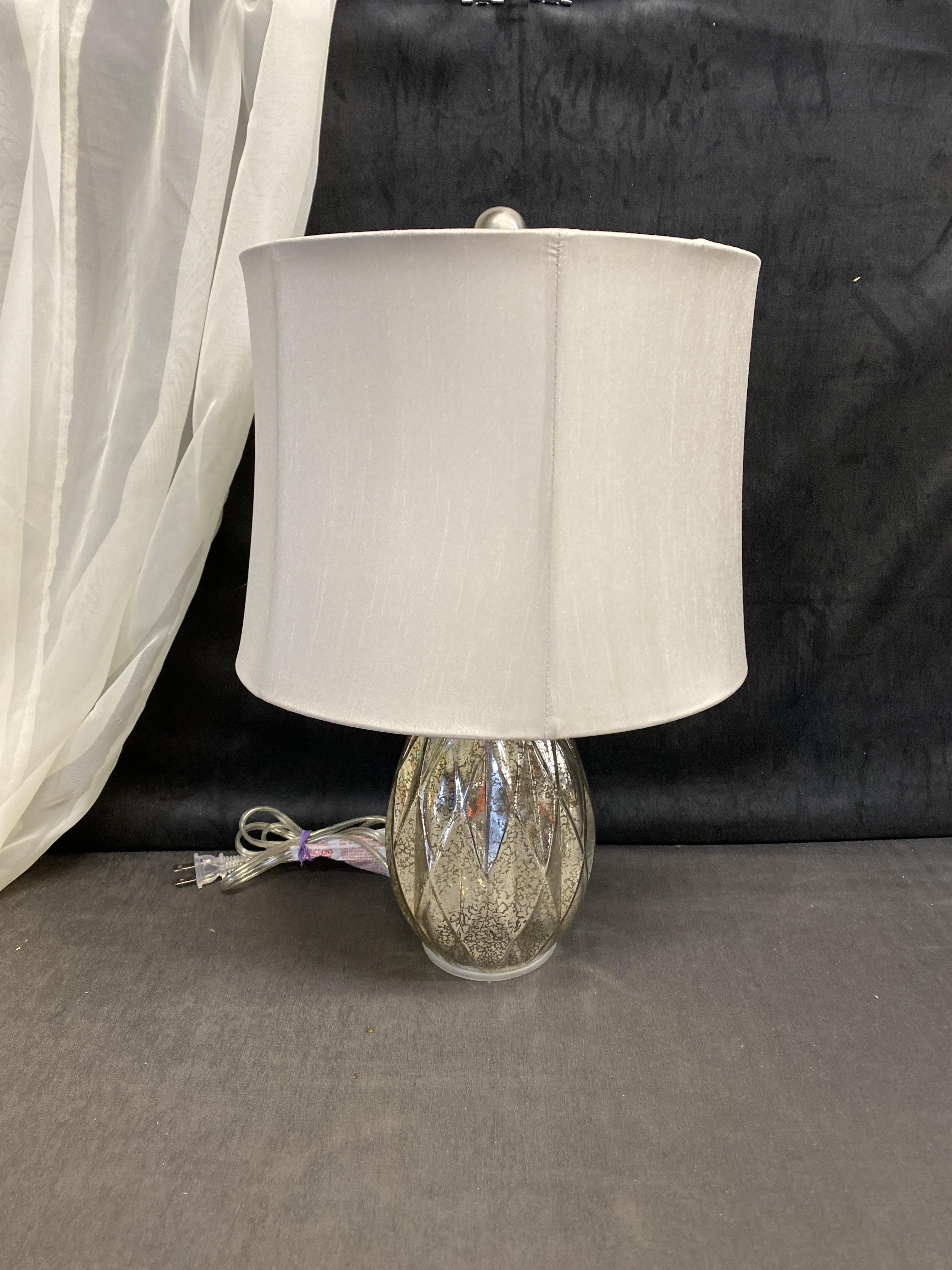 Glass Table Lamp – Silver Tone