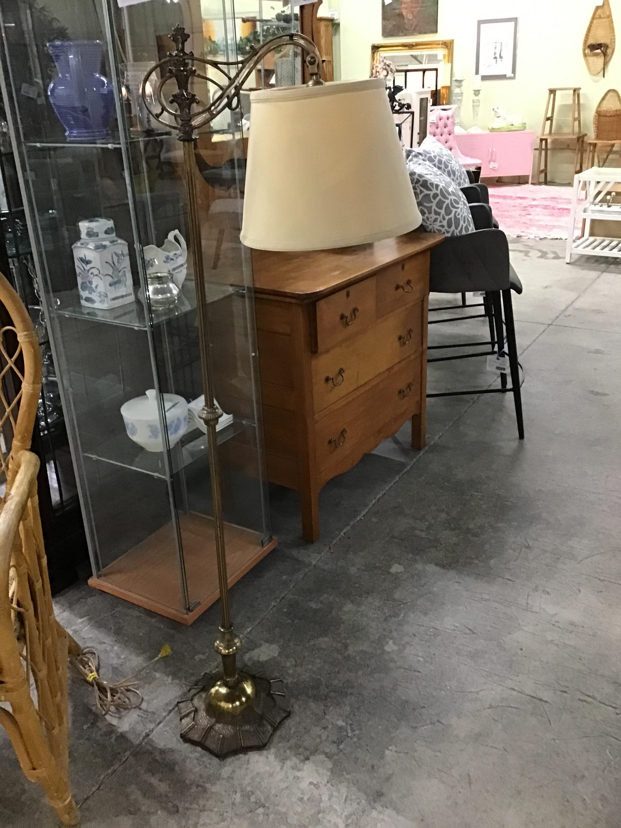 Antiqued Brass Floor Lamp