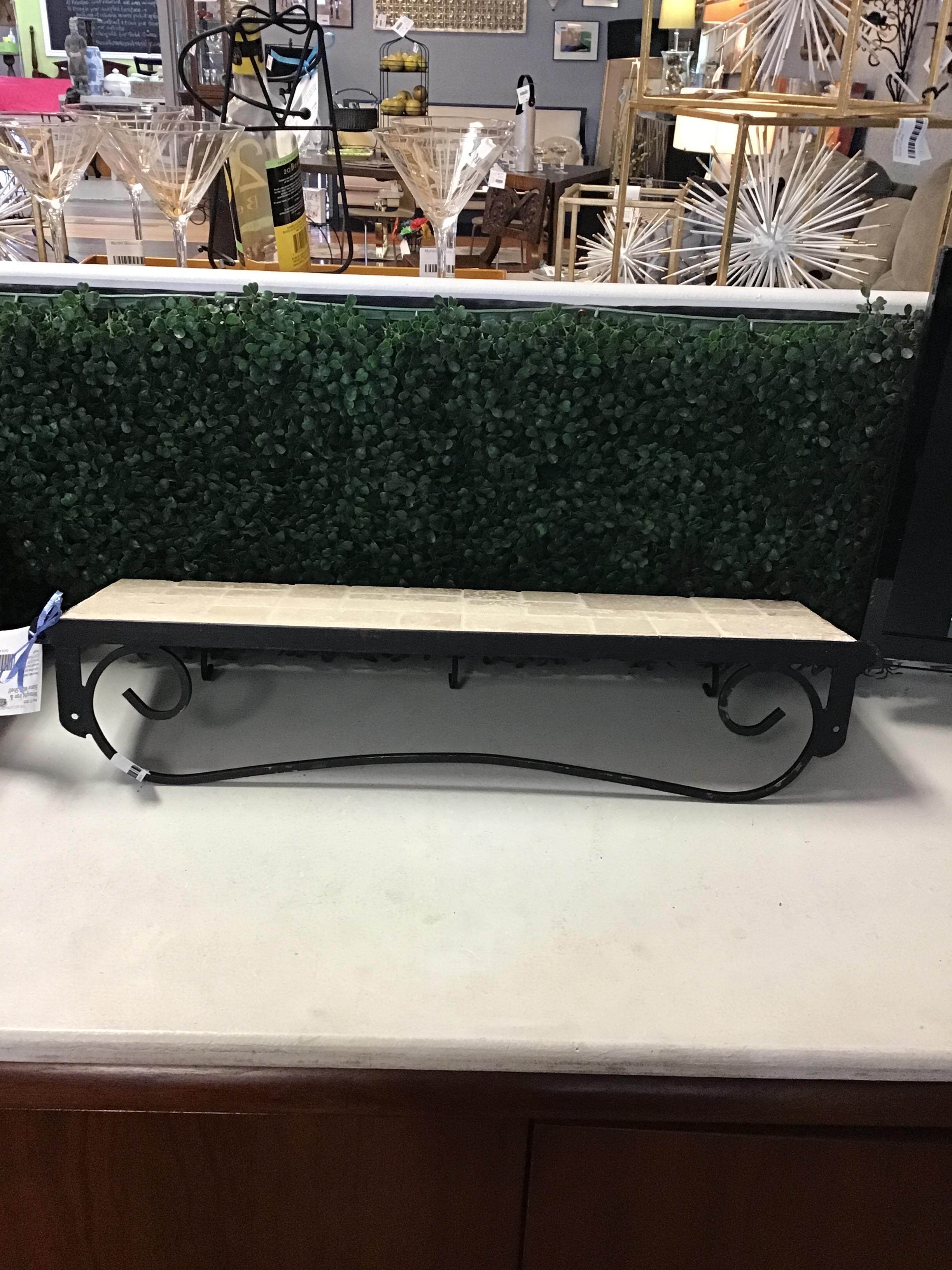 Wrought Iron & Stone Wall Shelf