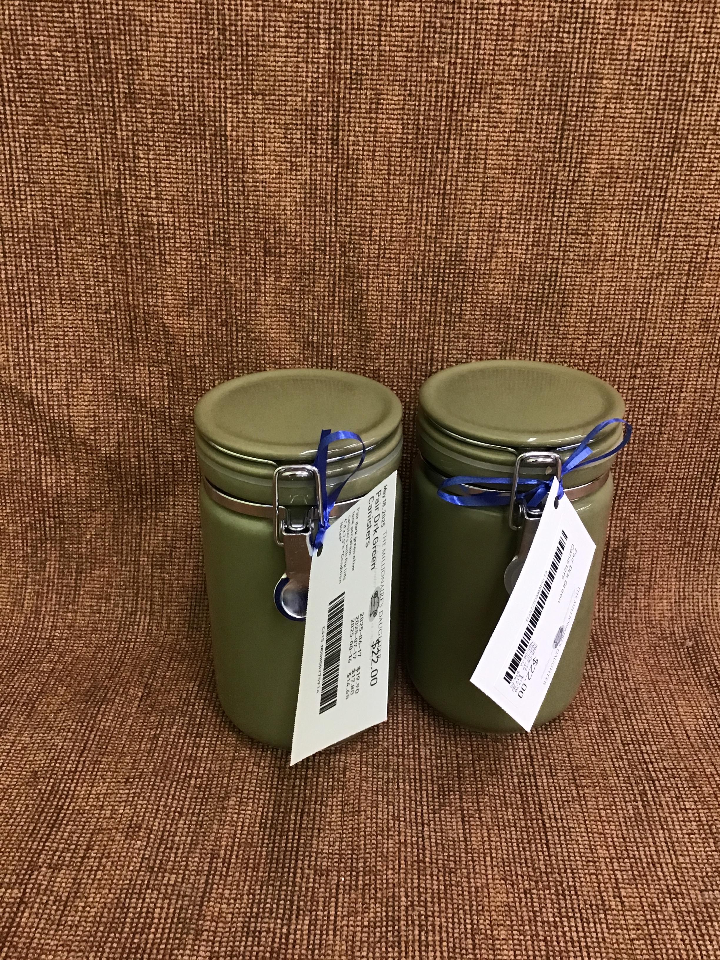 Pair Drk Green Canisters