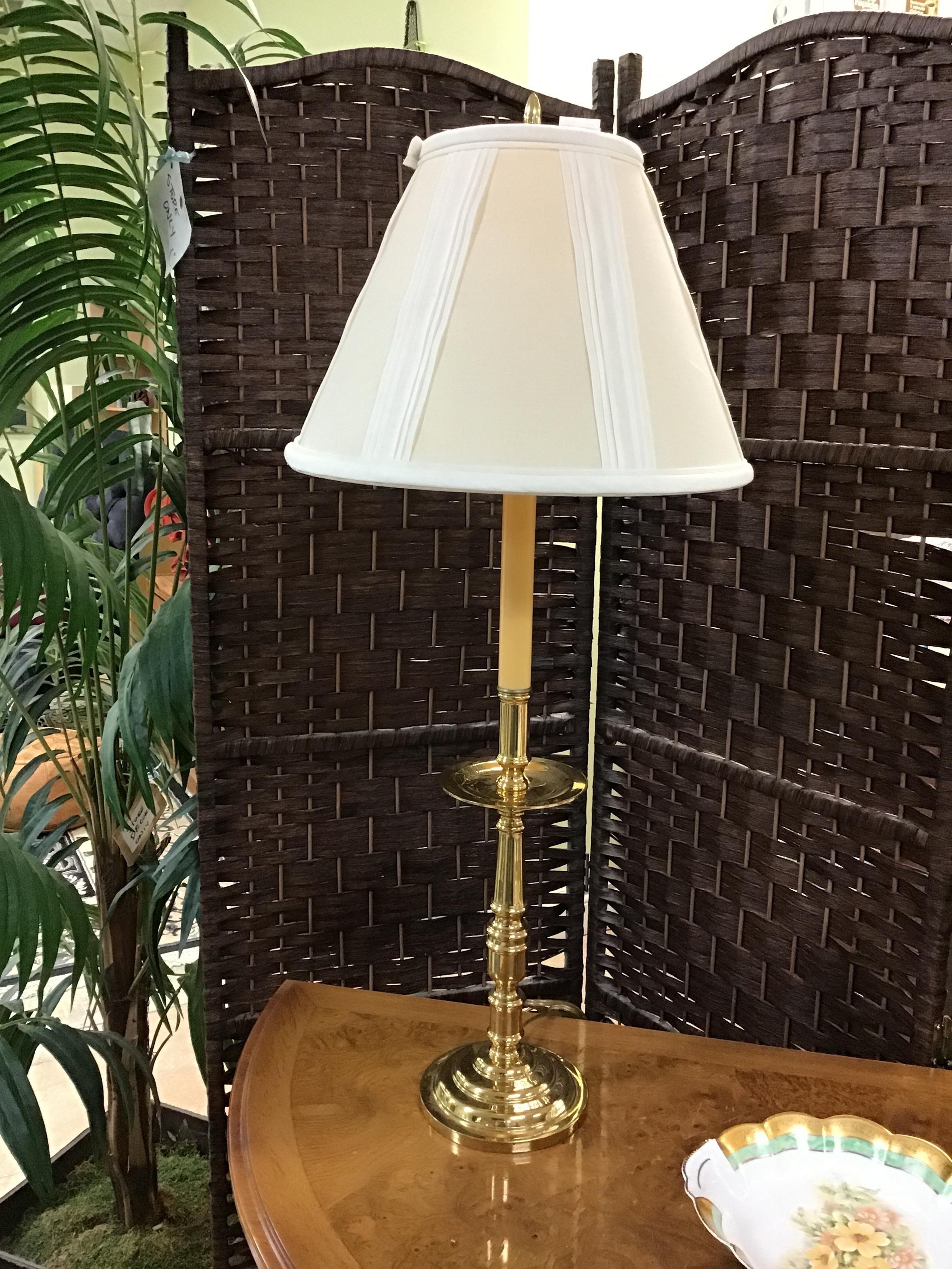 Brass Table Lamp w Ivory Shade
