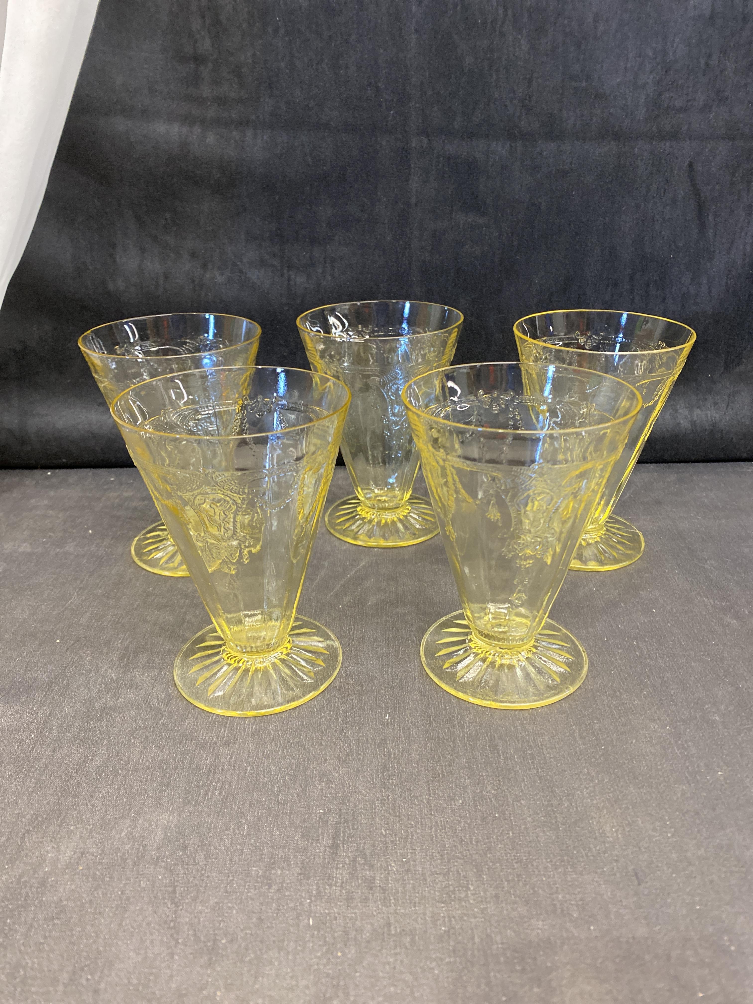 Set 5 Cameo Glass Footed Glasses