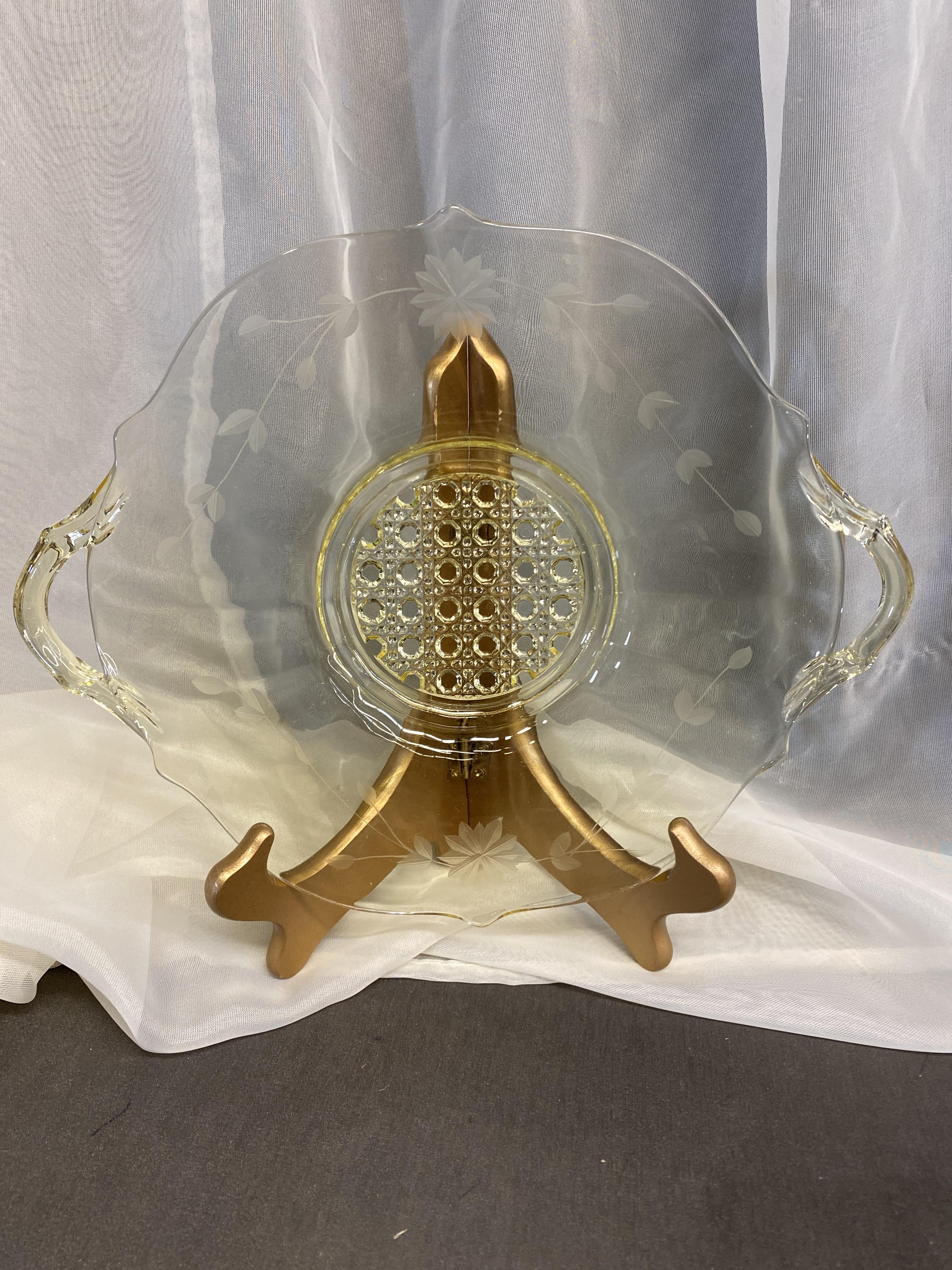 Depression Glass Cake Plate – Yellow