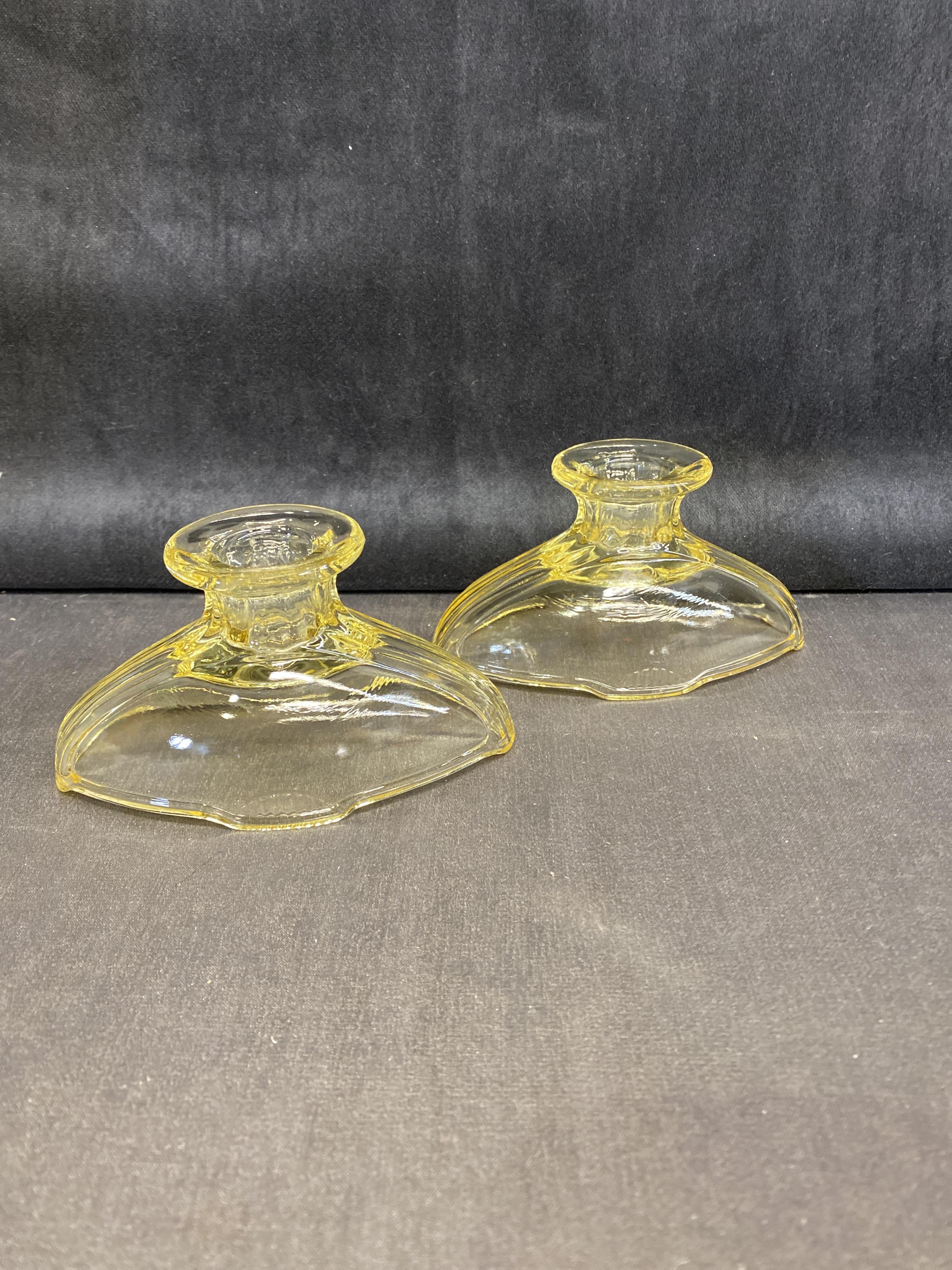 PAIR Depression Glass Candleholders