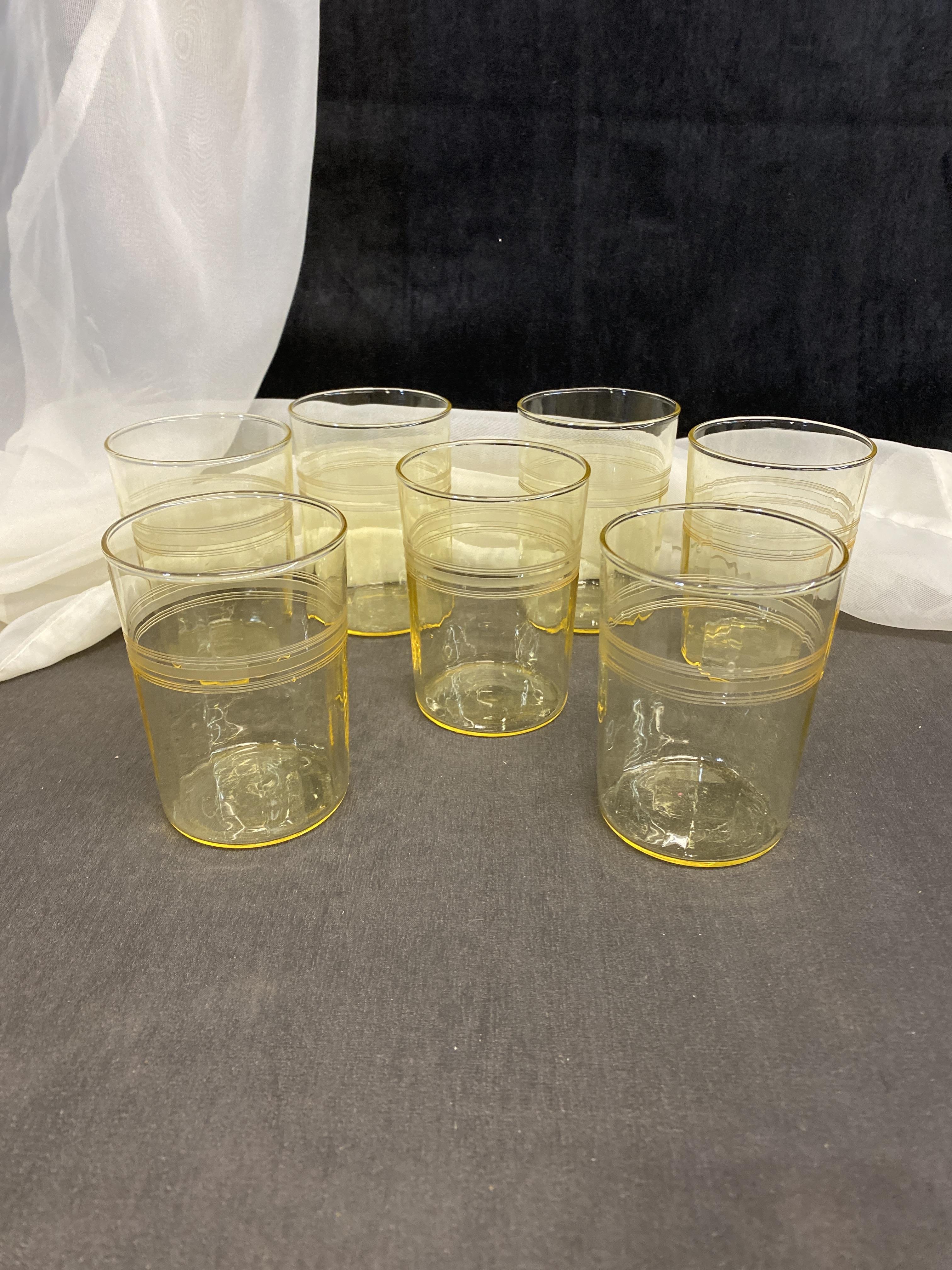Set 7  Depression Glass Tumblers