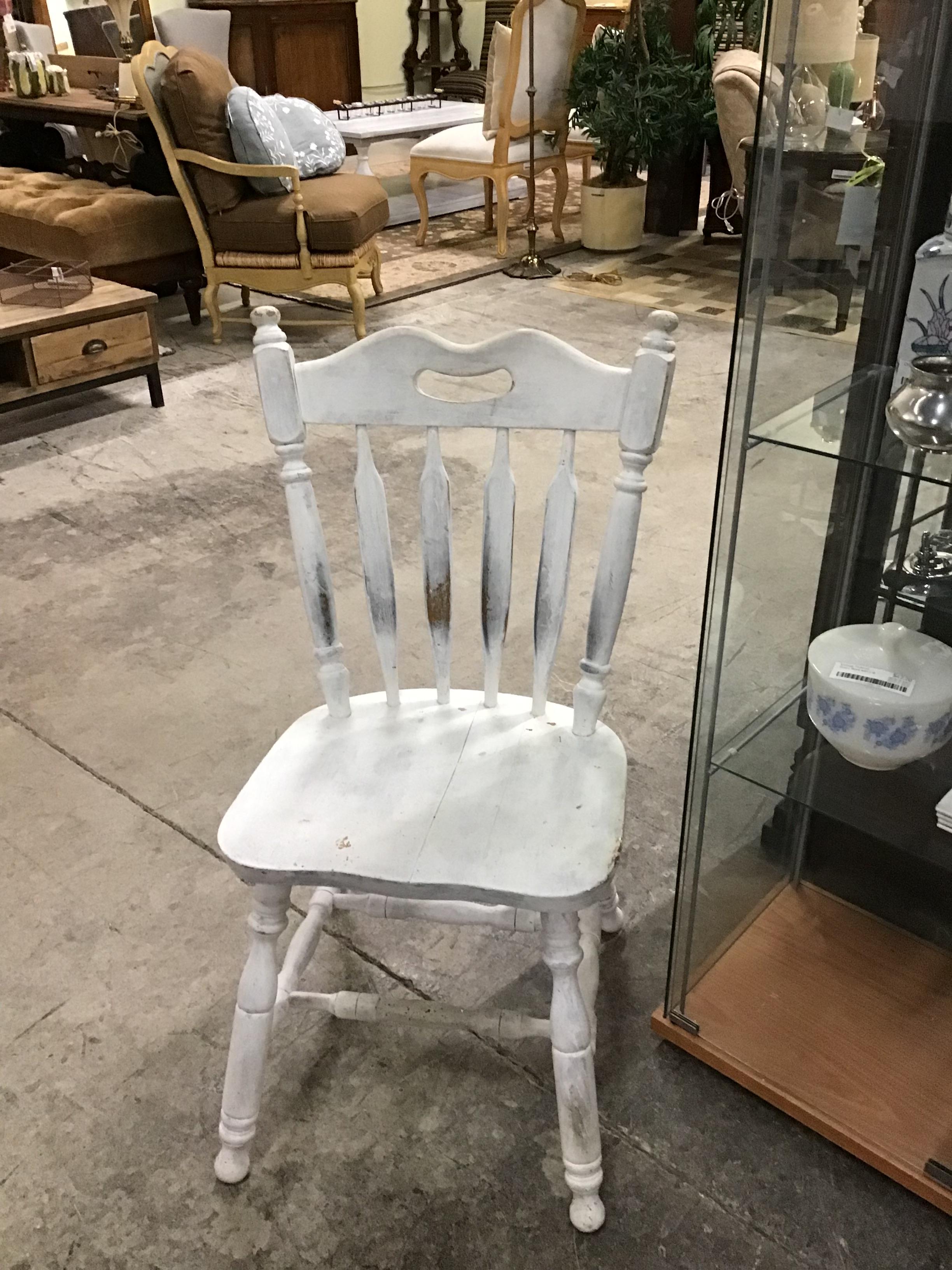 Whitewashed Wooden Chair