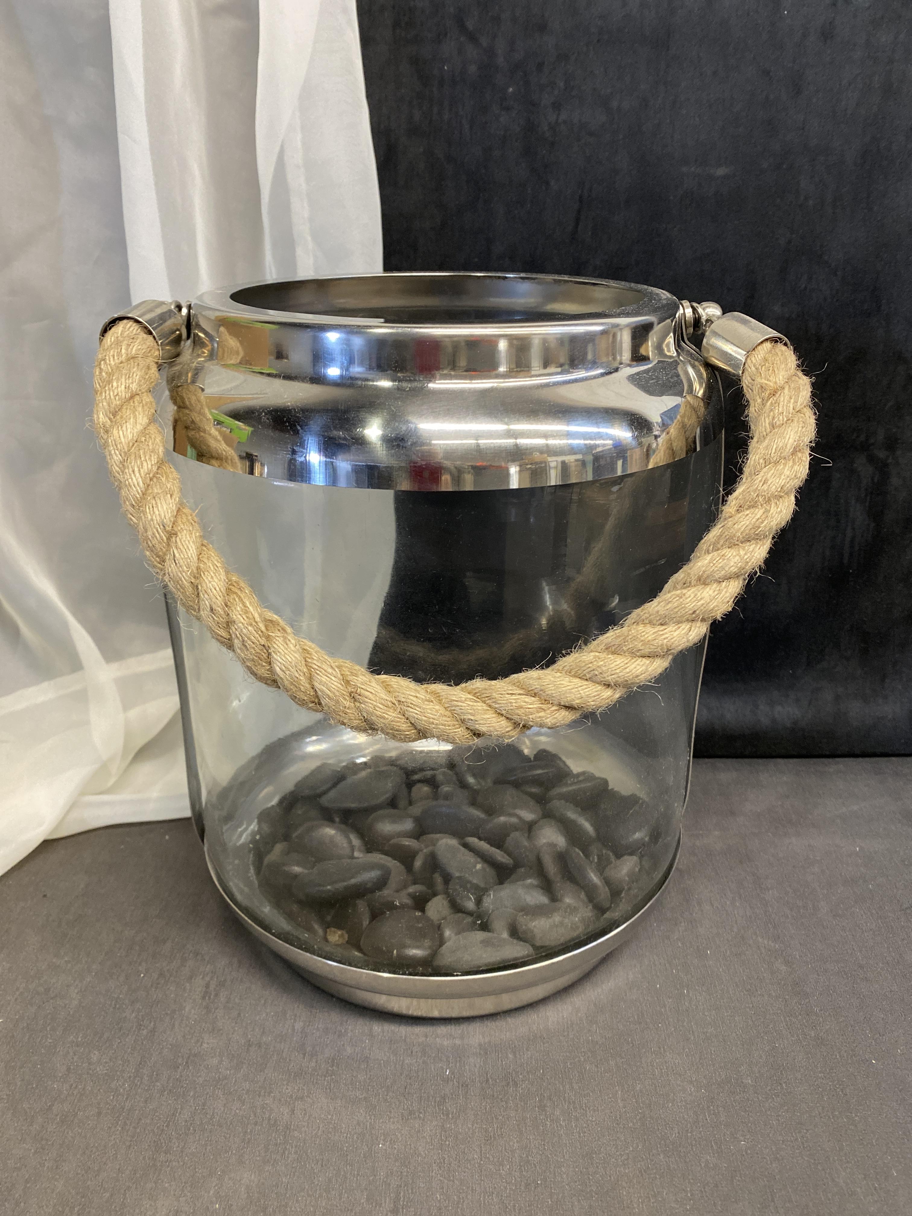 Glass Lantern With Stones