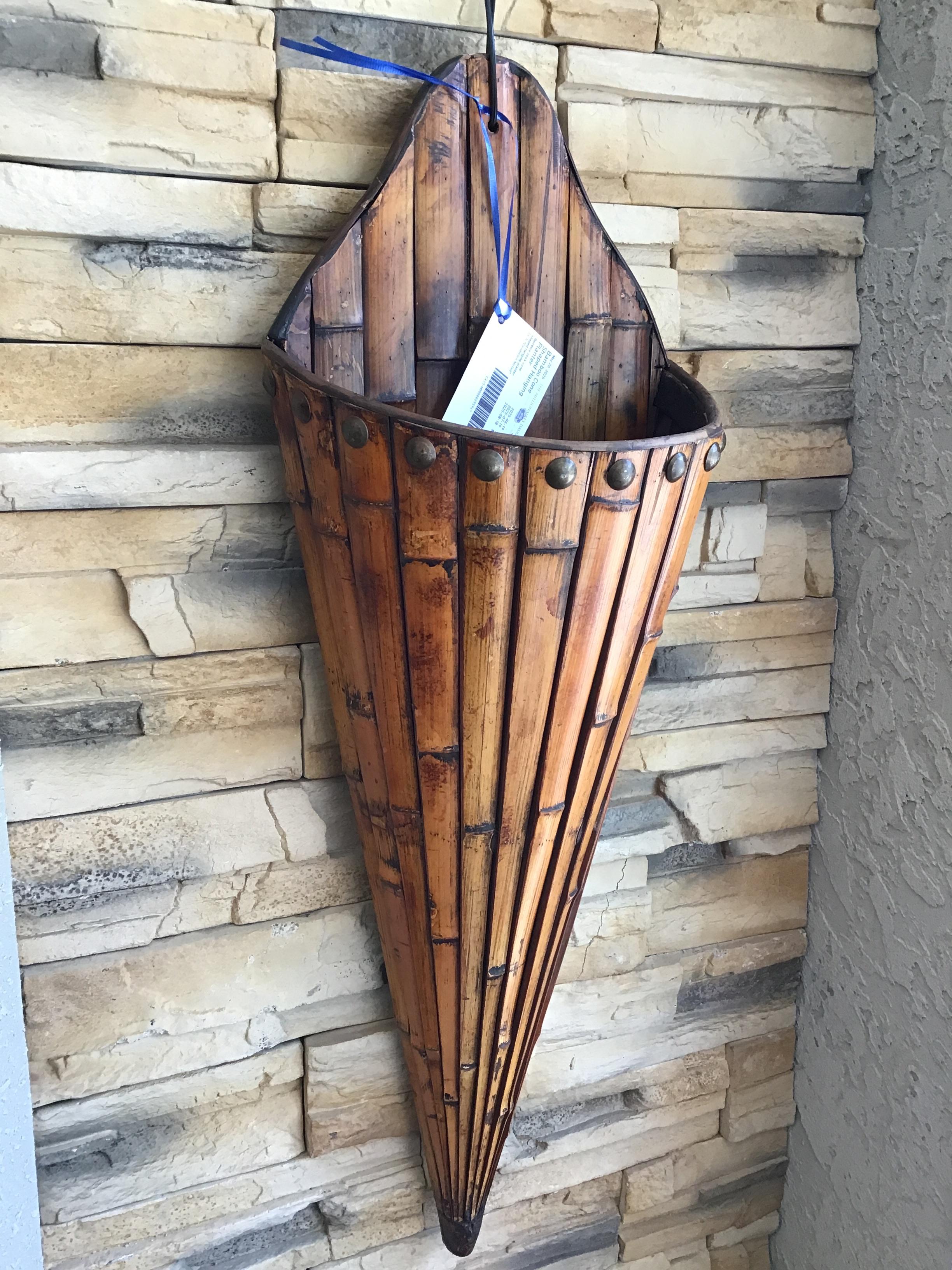 Bamboo Cone Shaped Hanging Planter