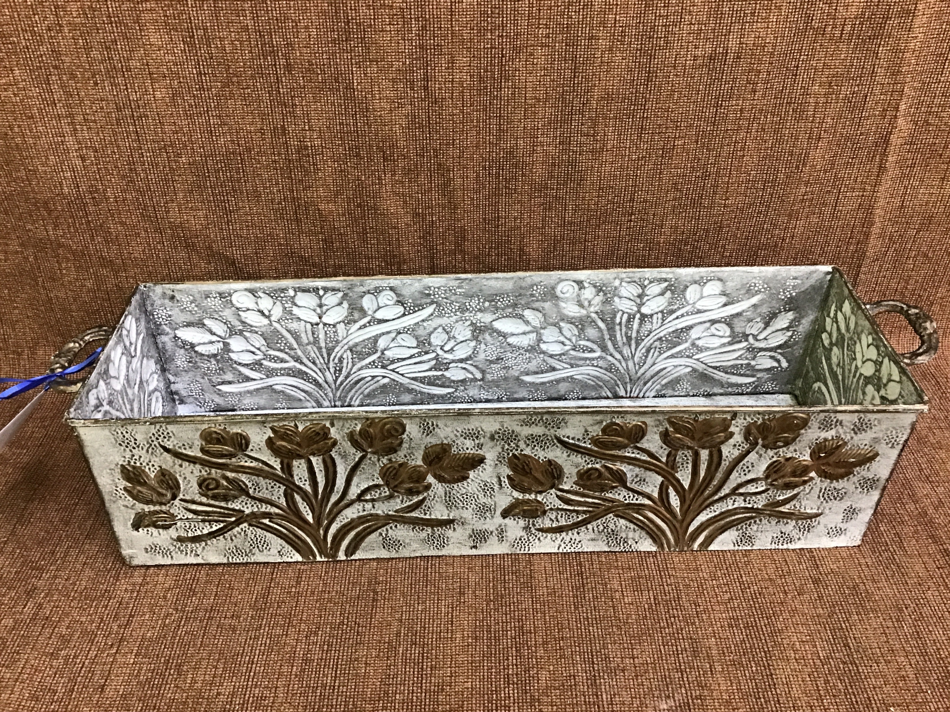 Rectangular Metal Floral Planter Box
