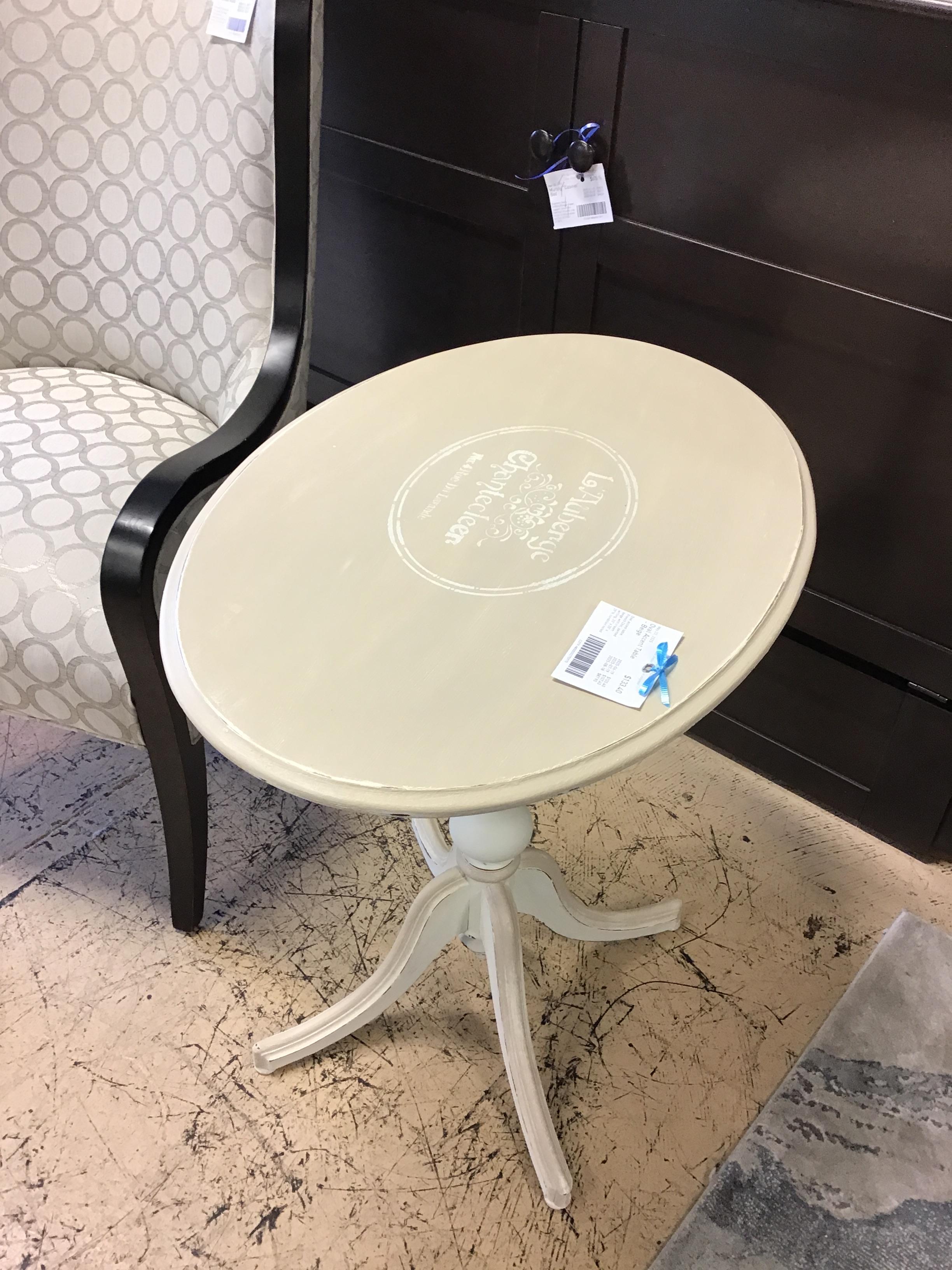 Oval Accent Table – Beige