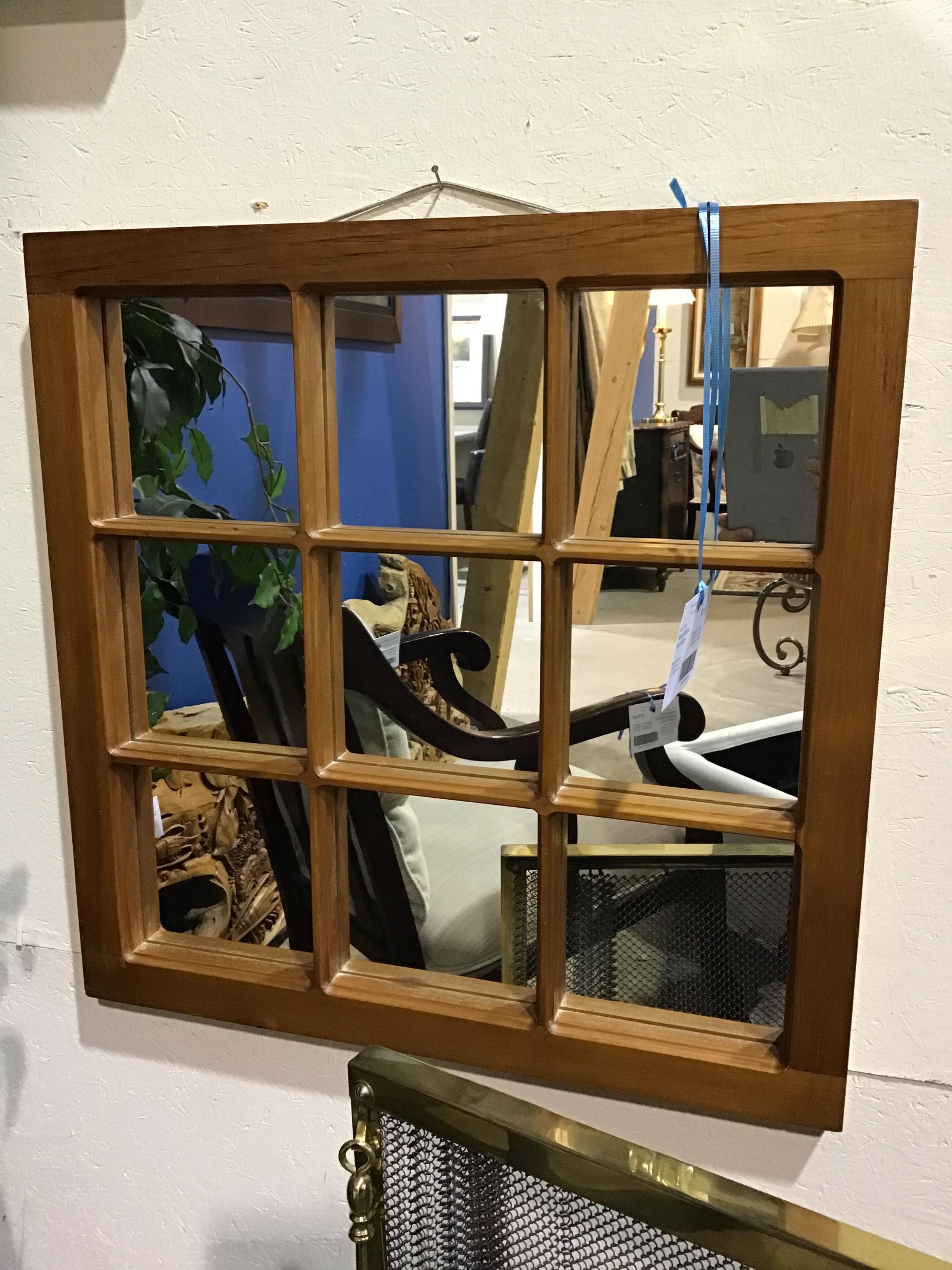 Wood Window Pane Mirror