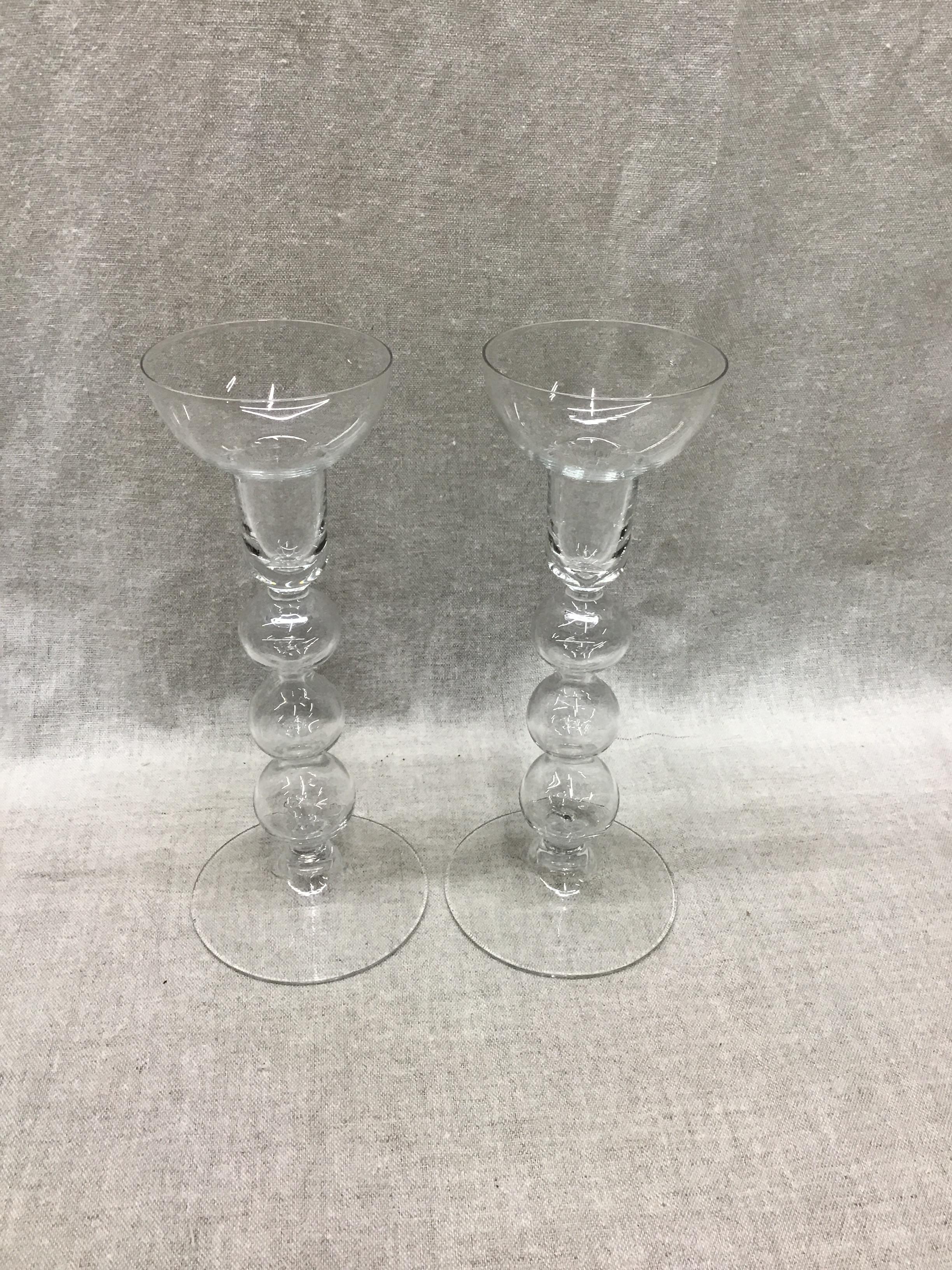 Glass Bubble Candle Holders Set of 2