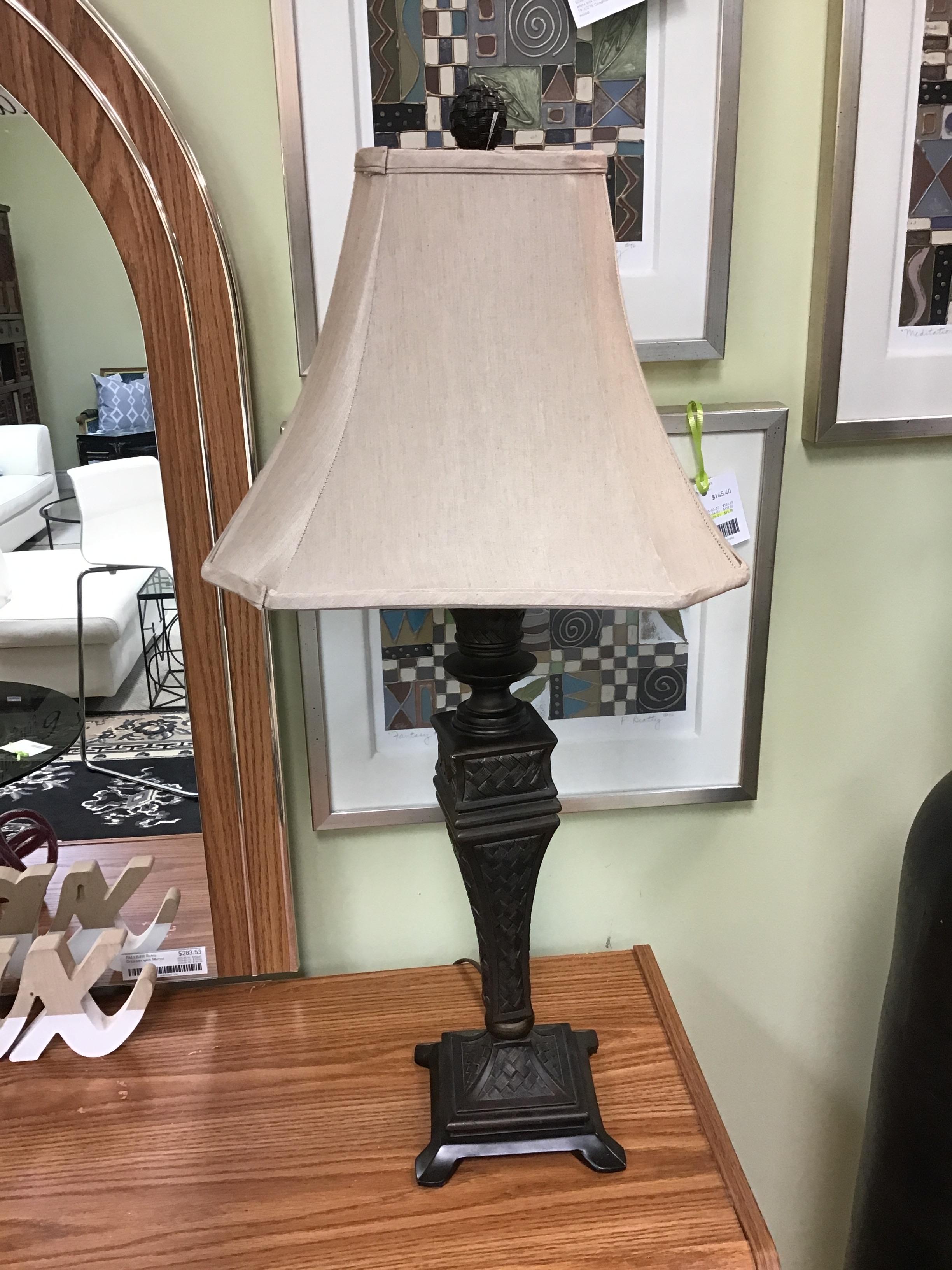 Dark Wood Column Lamp