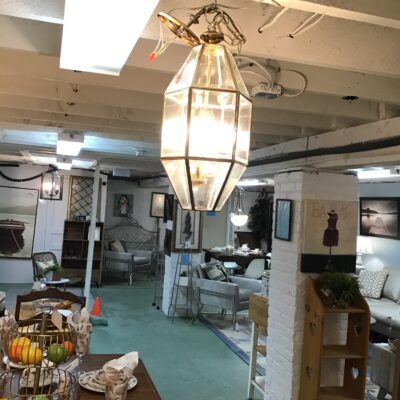 Beveled Glass & Brass Hanging Light