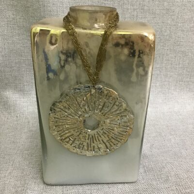 Mosaic vase with decorative neck