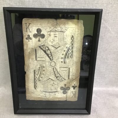 King of Clubs Framed Carved Stone Art