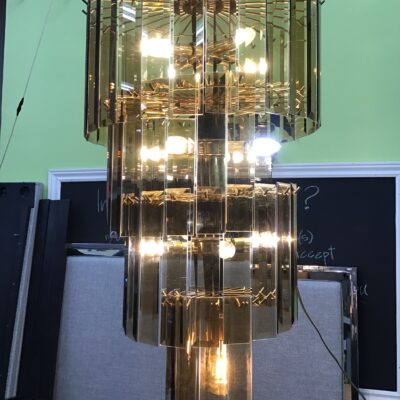 Rose ‘Rhapsody’ Gold Beveled Glass Chandelier