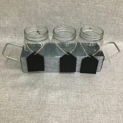 Metal Tray w 3 Mason Jars