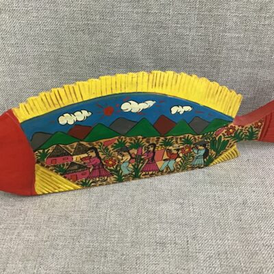 Folk Art Decorative Hand Painted Wood Fish