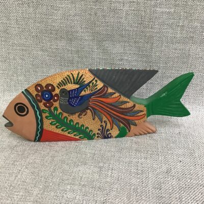 Folk Art Decorative Hand Painted Wood Fish