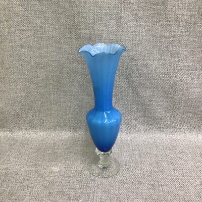Decorative Blue Glass Vase- 8″h